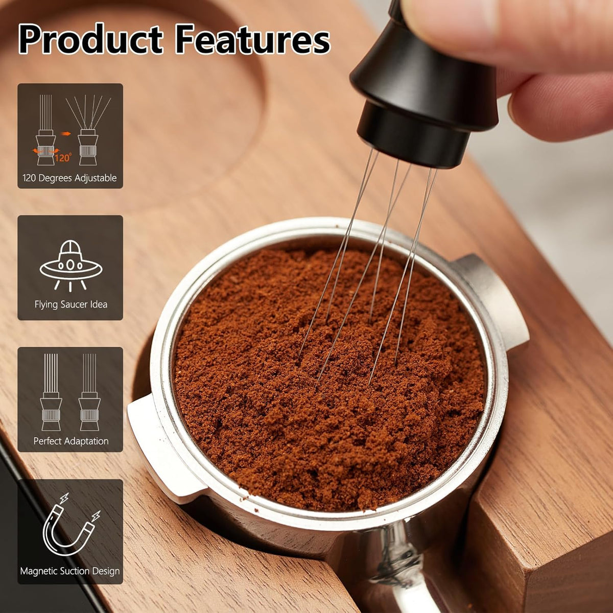 51MM Black Espresso Tool Set 8 IN 1 (16 Ounce)