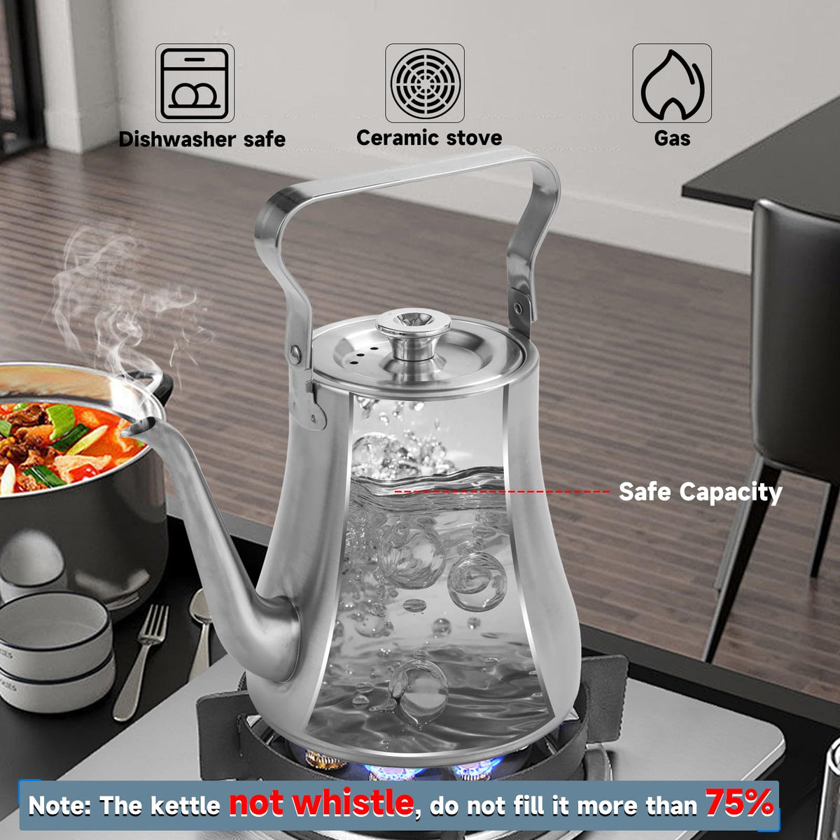 68OZ 2000ML Stainless Steel Teapot with Removable Infuser
