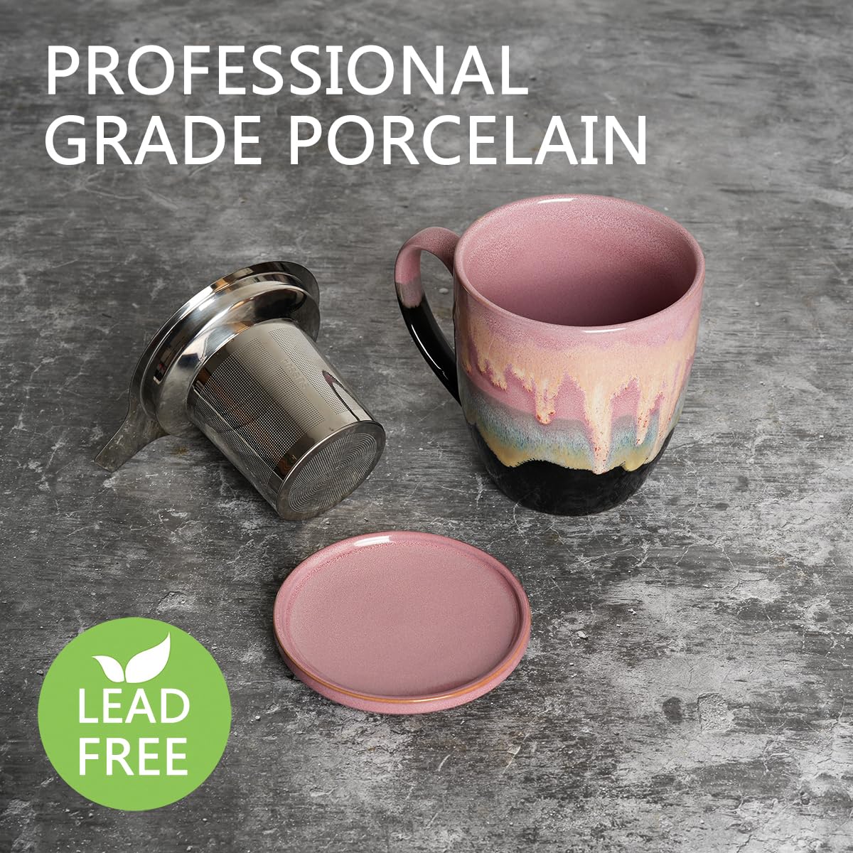 Ceramic Tea Cup with Infuser and Lid