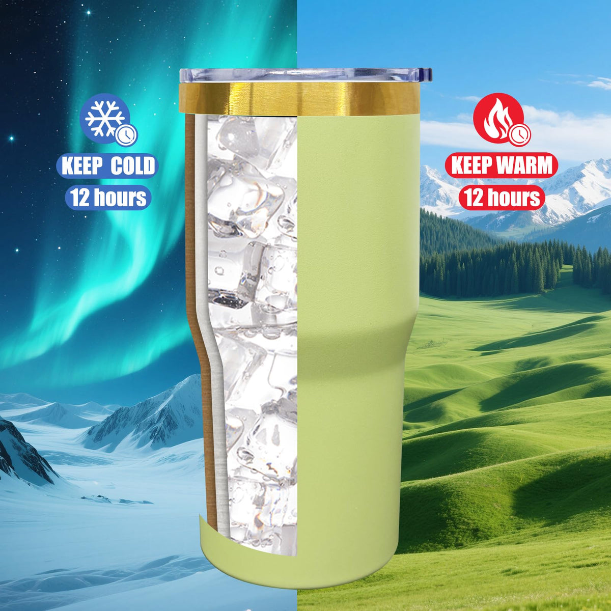 20 oz Tumbler Bulk Stainless Steel Tumblers with Lids and Straws LightGreen