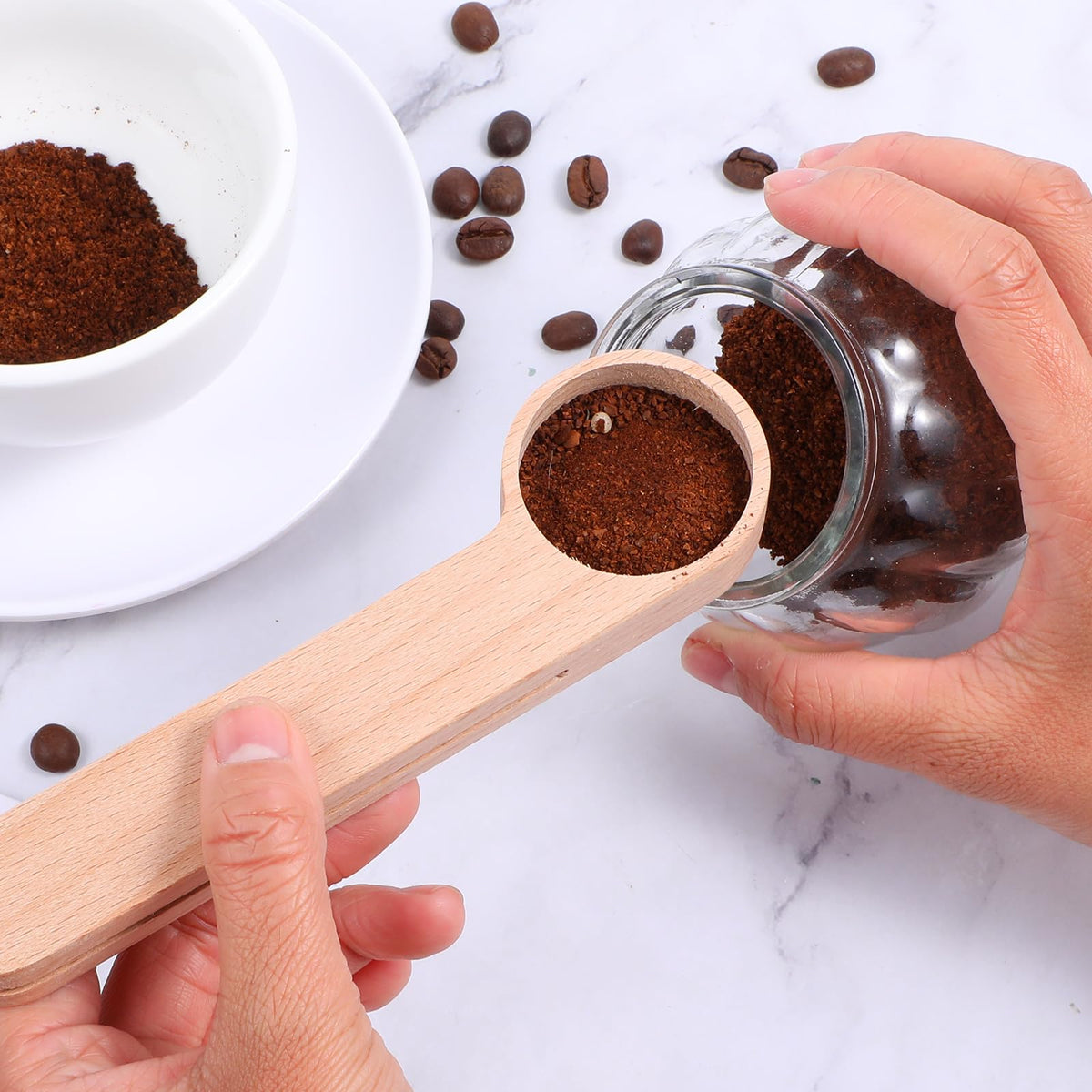 12 Pcs Wooden Coffee Scoop&Bag Clip (12 Count)