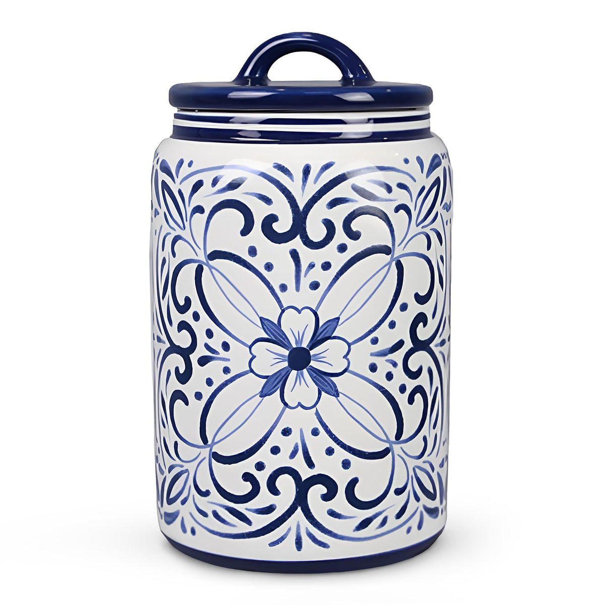 Ceramic Blue and White Talavera Treat Jar with Silcione Seal