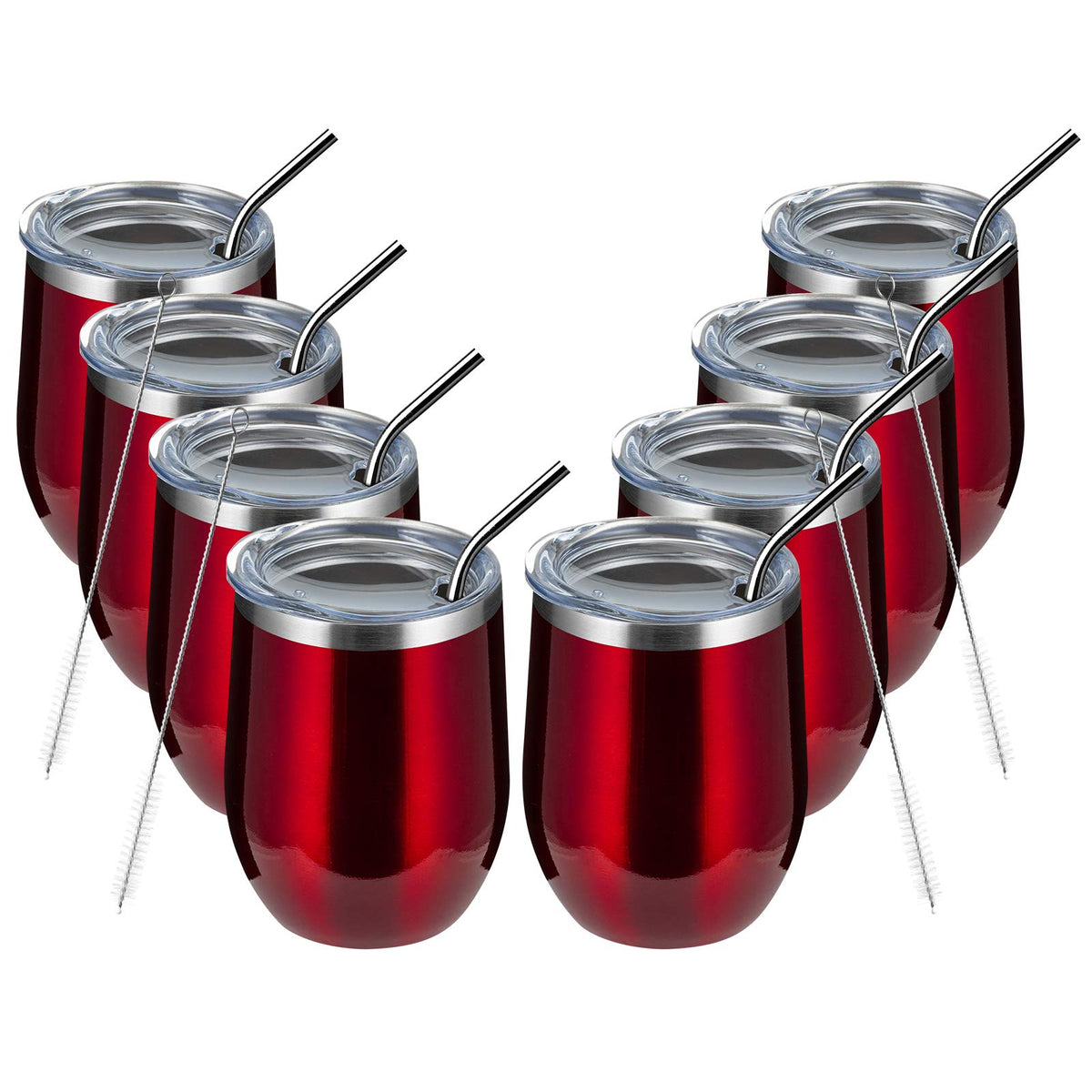 12oz 8 Pack Wine Tumbler Glasses with Lid (8 Count)
