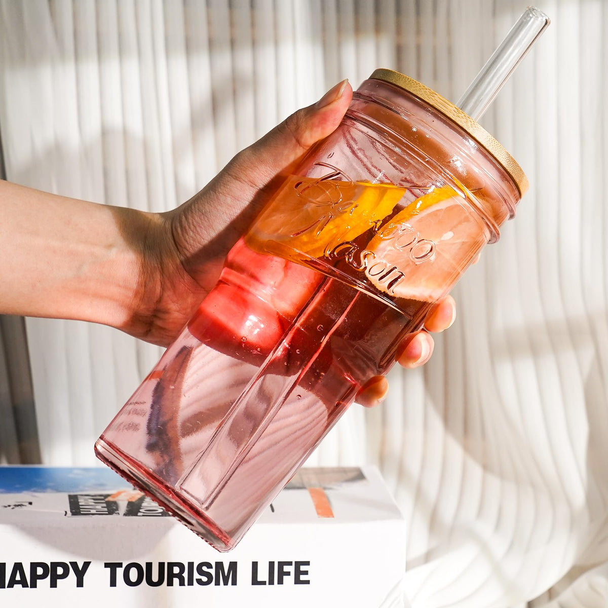 Glass Cups with Lids and Straws (2 Count)