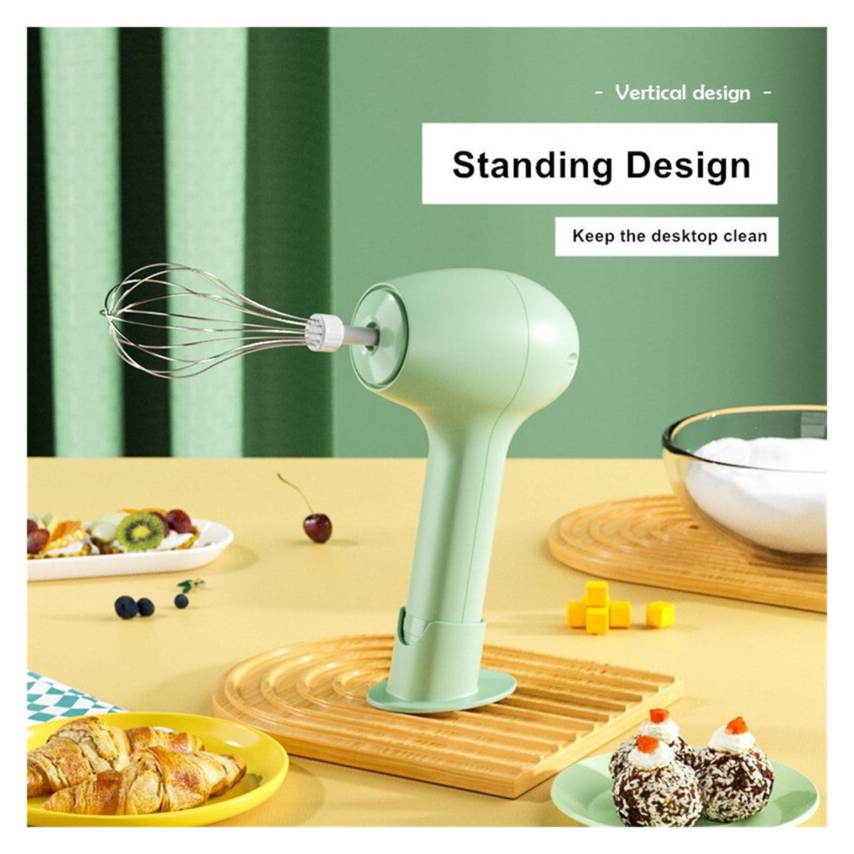 Compatible For Wireless Electric Egg Beater Handheld Mini Multifunctional Milk Frother Cream Coffee Automatic Mixer With Base