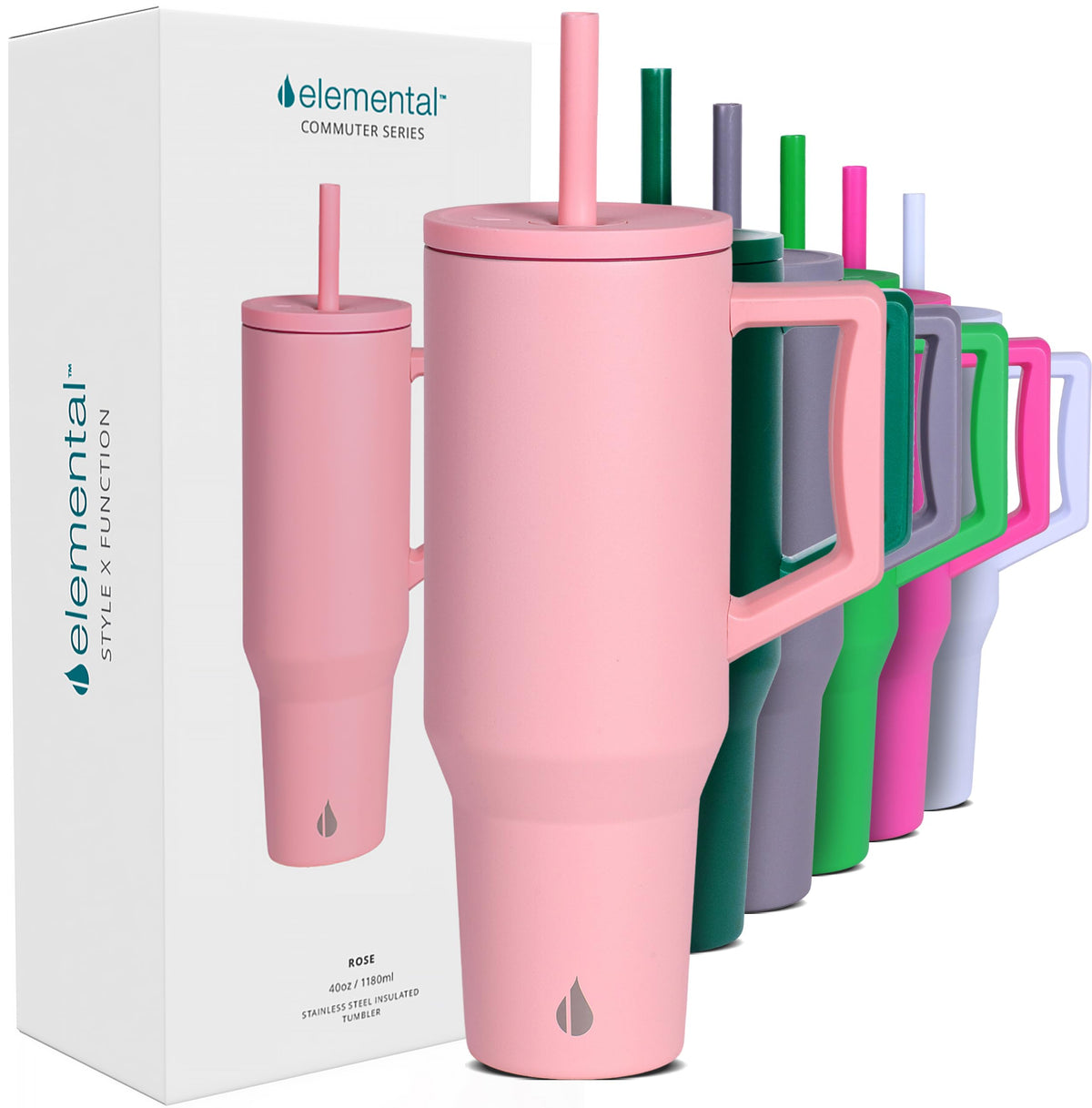Spill Proof 40oz Insulated Tumbler with Handle & Straw Travel Mug