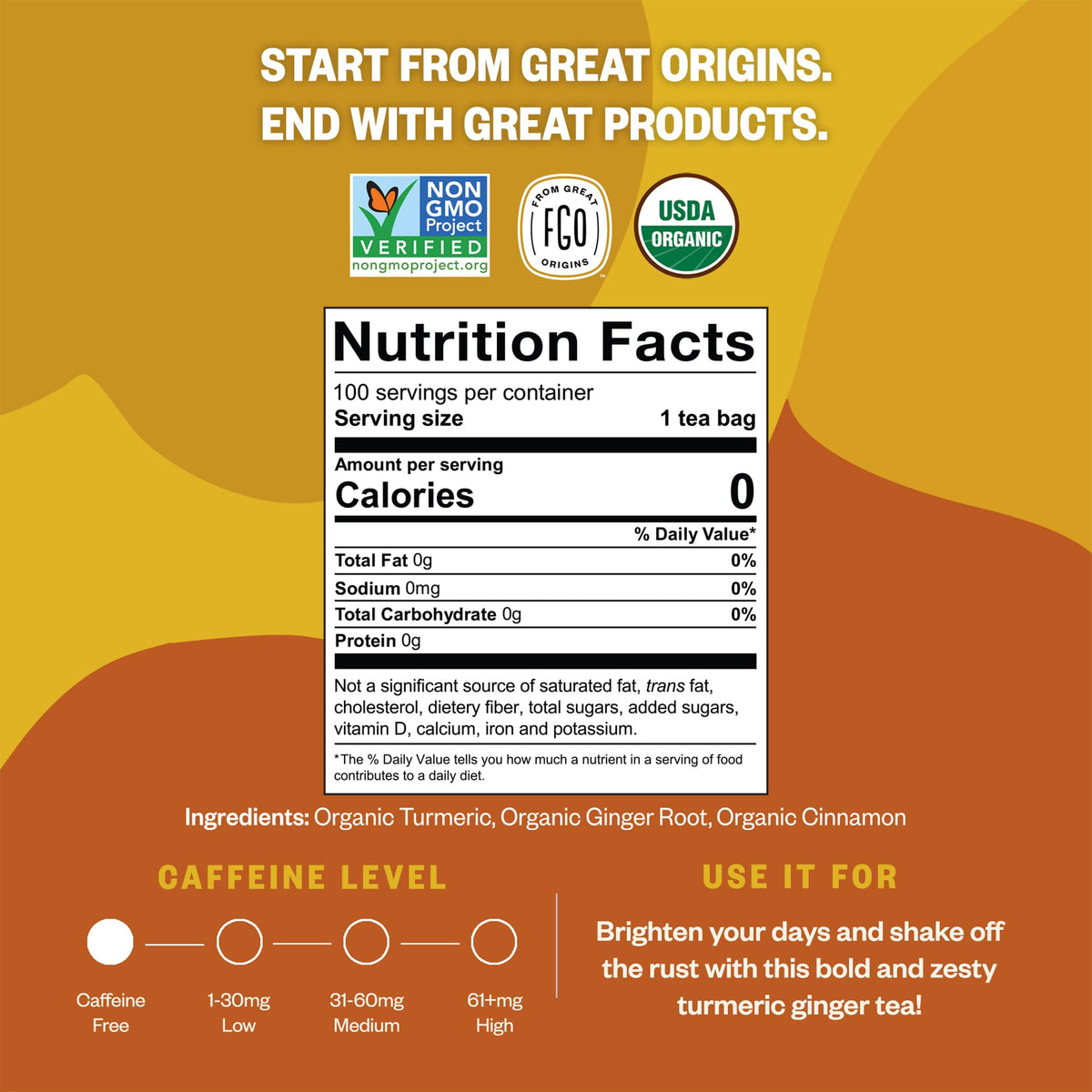 Organic Turmeric Ginger Tea (100 Count)
