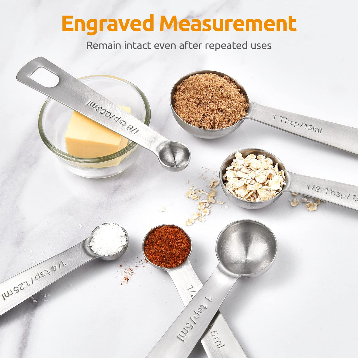 18 8 Stainless Steel Measuring Spoons Set of 7