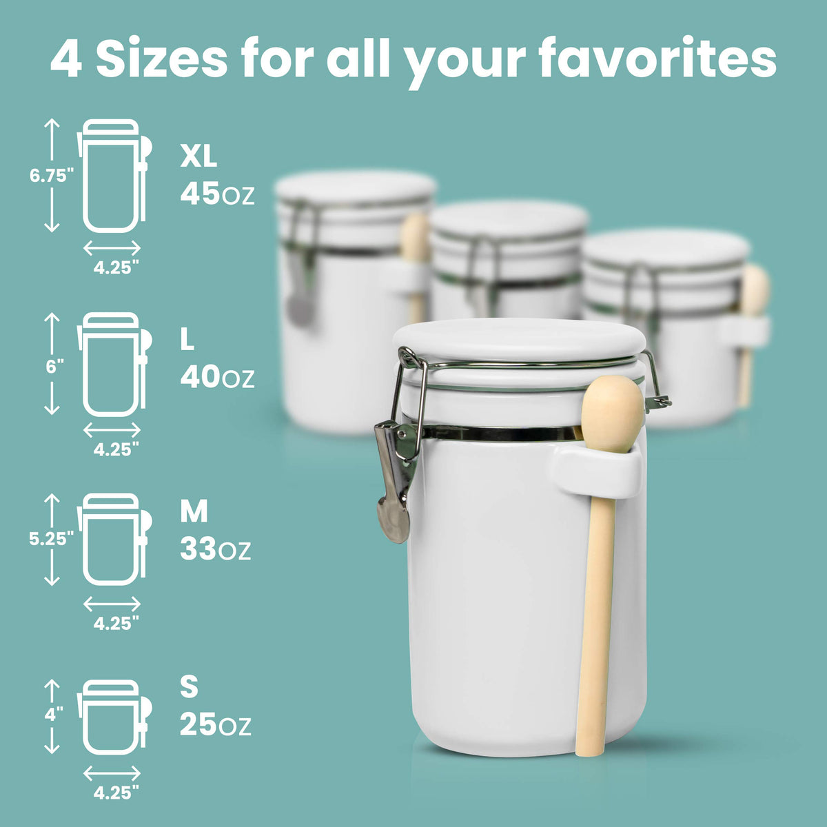 4 Piece Ceramic Kitchen Canisters Set (4 Count)