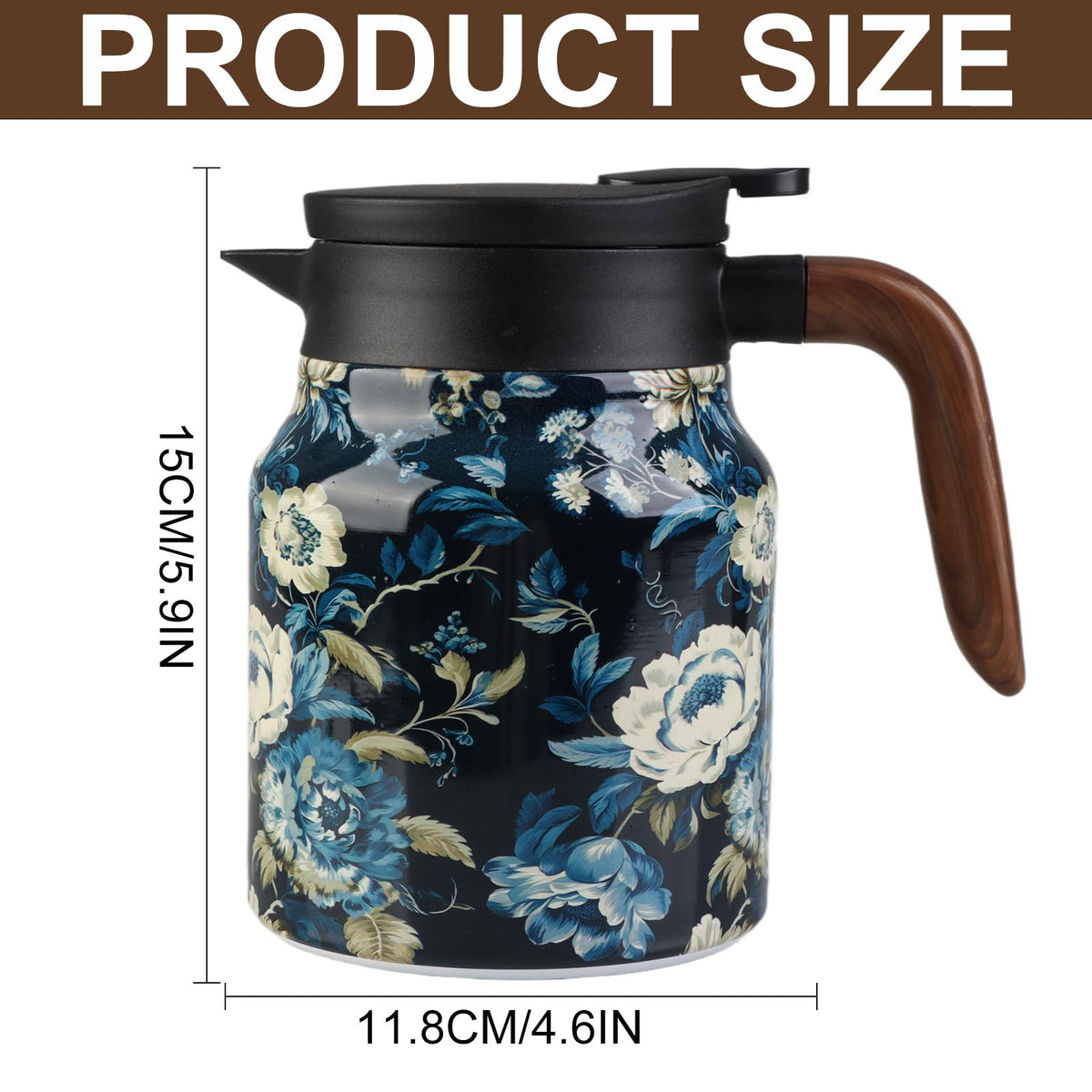 35 Oz Vintage Floral Tea Pot with Infuser