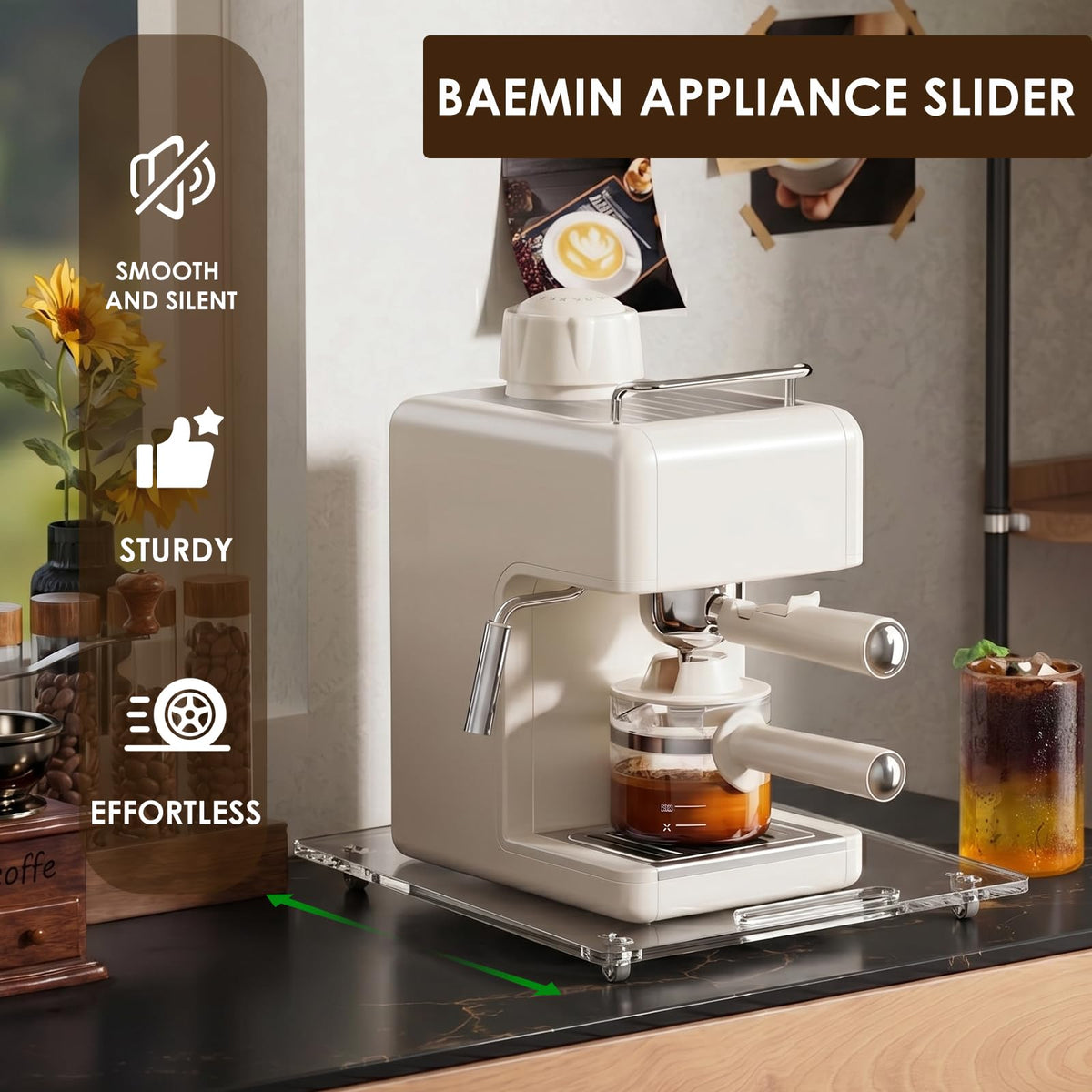 Acrylic Appliance Slider with Rubber Wheels