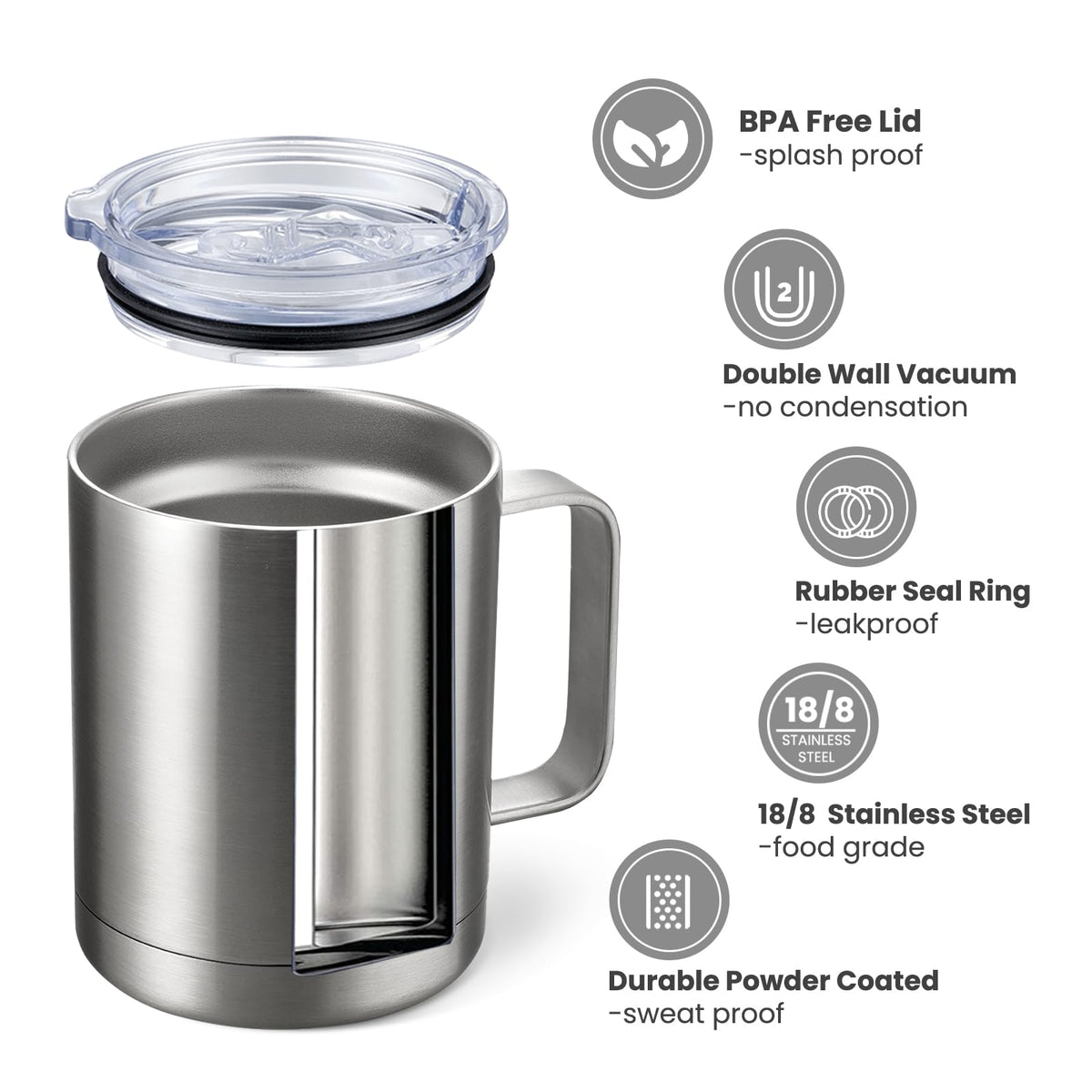 12oz Coffee Mug With Handle 2 Pack Bulk (2 Count)