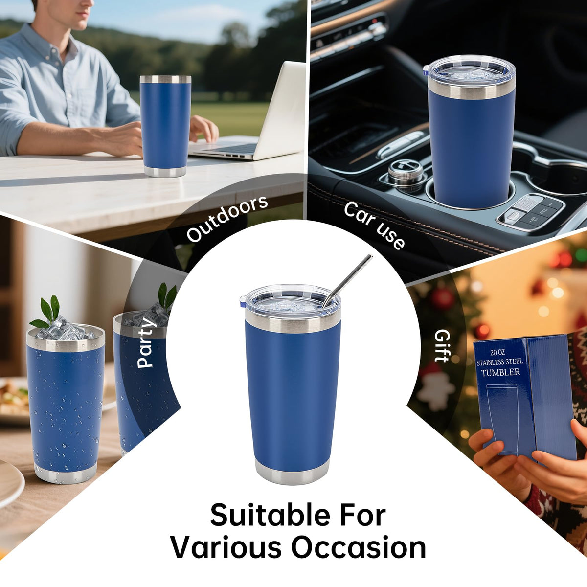 32 Pack 20oz Stainless Steel Insulated Bulk Tumblers with Lid&Straw (32 Count)