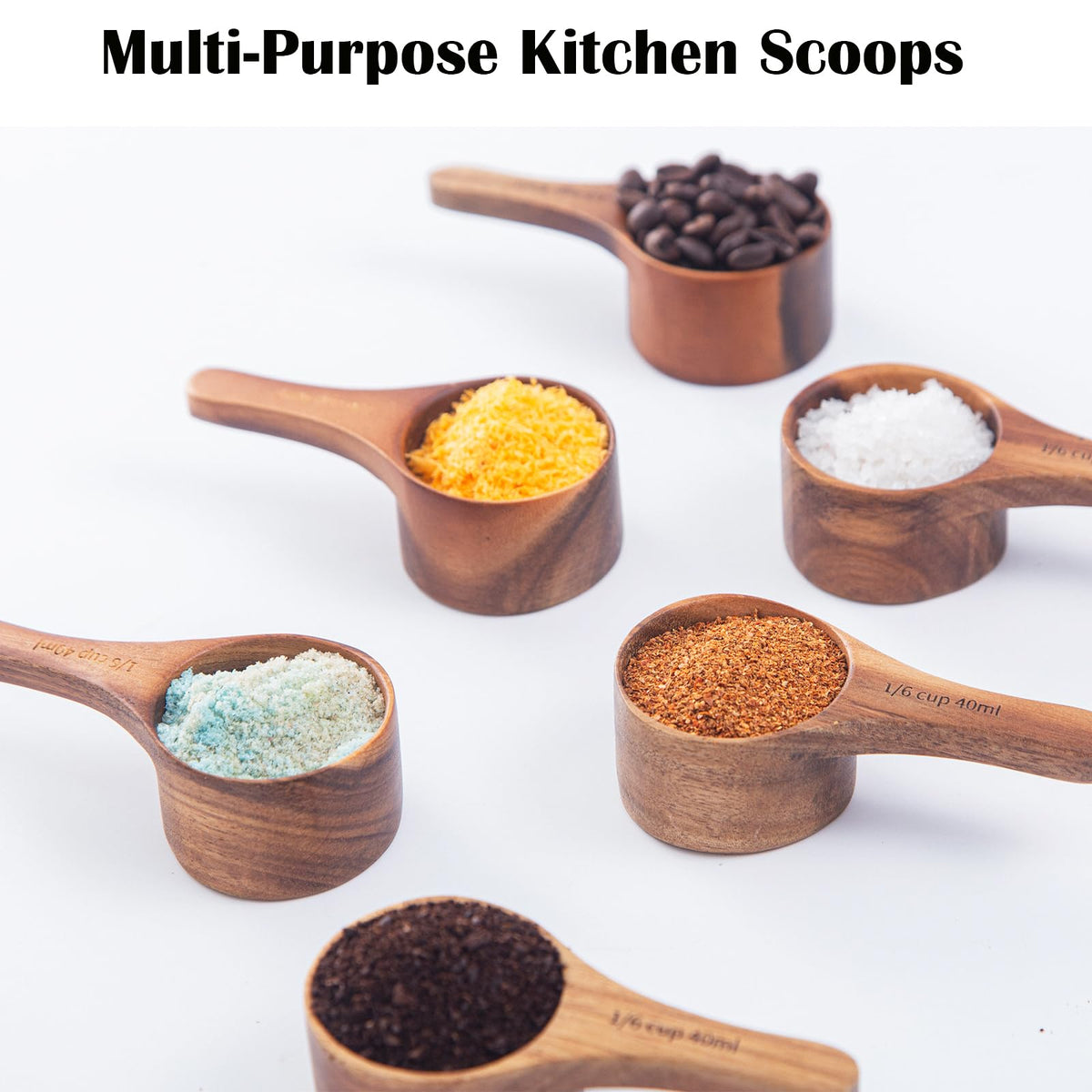 Wooden Scoops for Canisters Wooden Scoops for Jars Measuring Spoons for Ground Coffee Scoop 6pcs Small Wood Scoop Kitchen Scoop Coffee Measuring Spoon for Salt Laundry Detergent (6 Count)