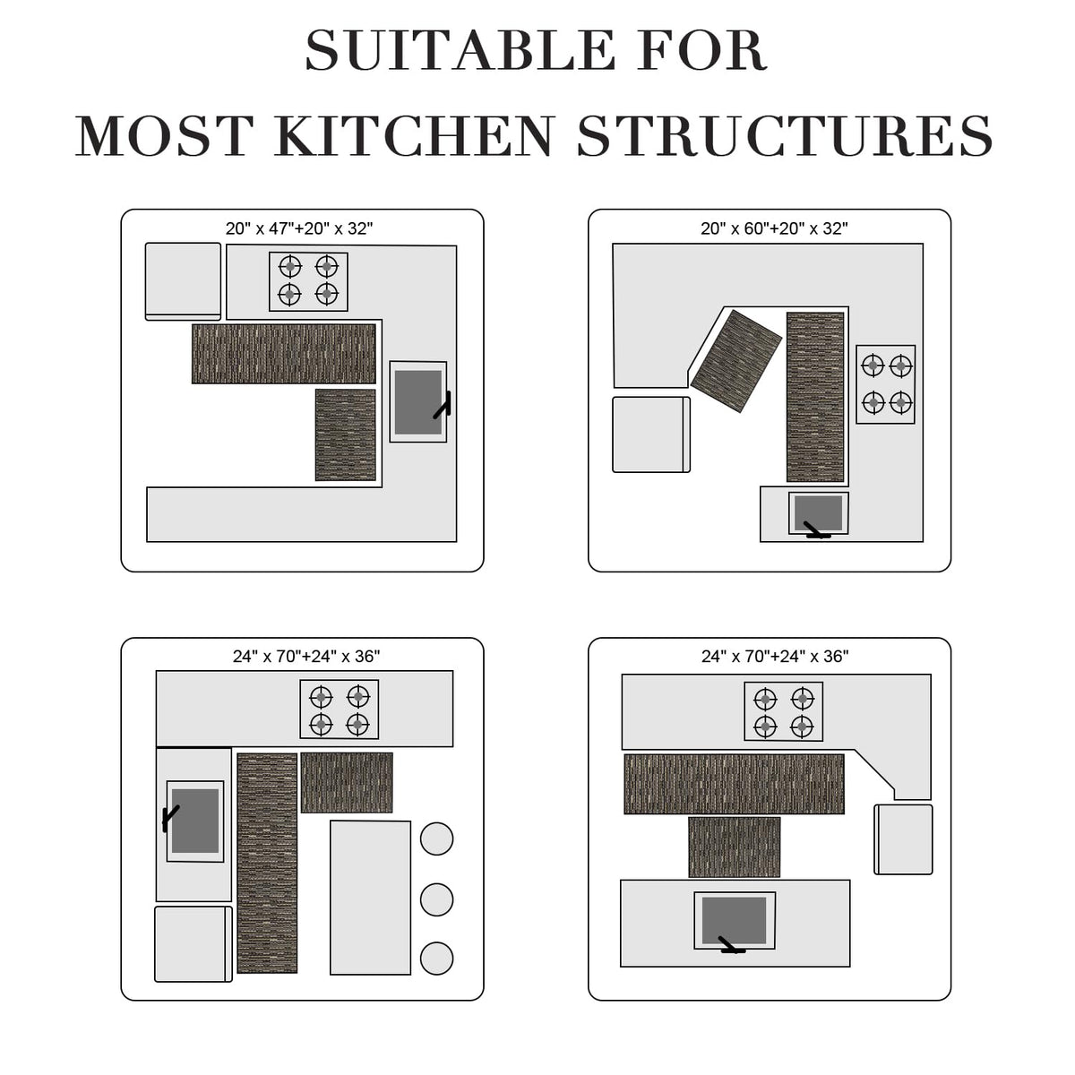 Kitchen Rugs Sets of 2 (10.2778 Sq Ft)