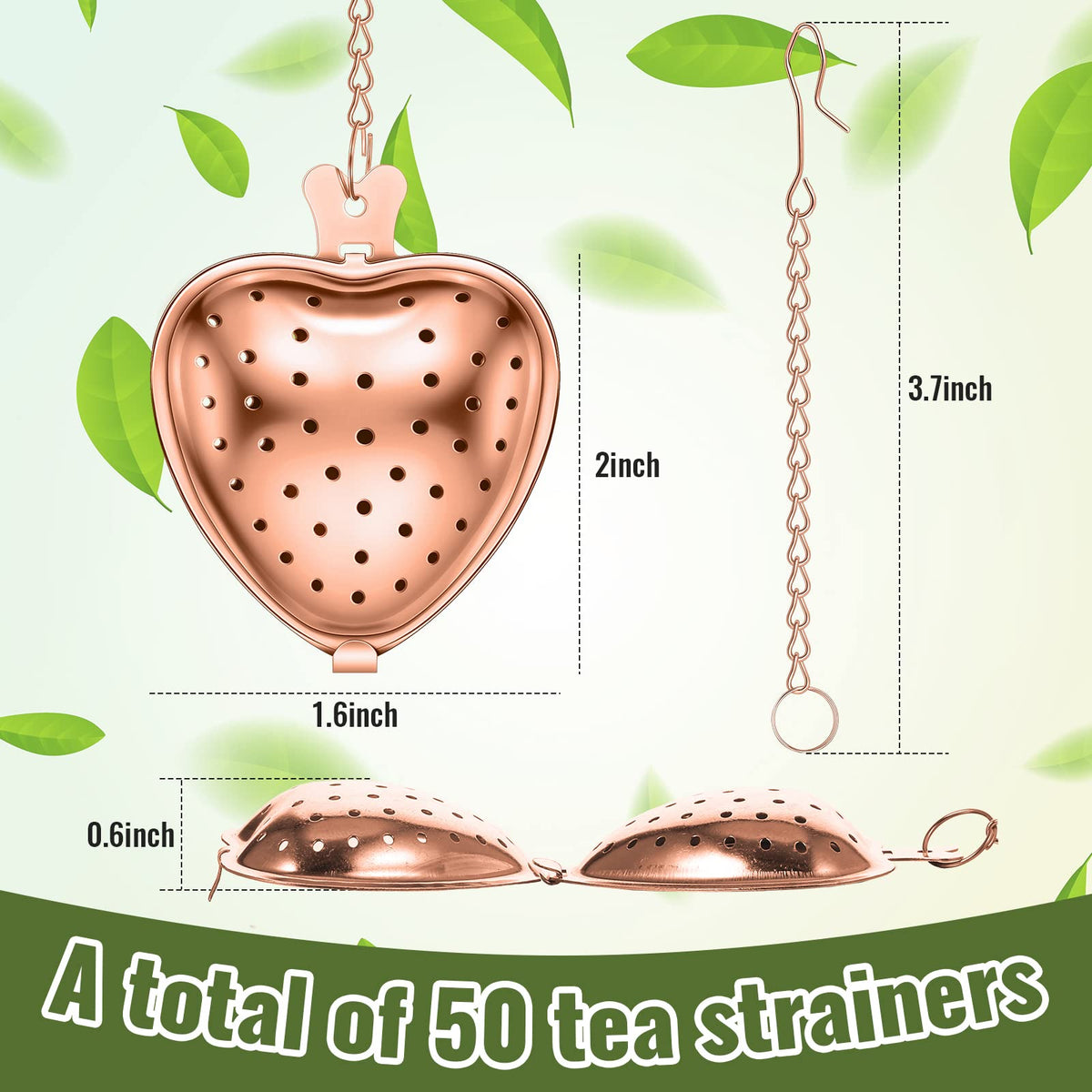 25 Pcs Heart Tea Strainer Stainless Steel Ball Infuser Loose Leaf Steeper Interval Diffuser Mesh Filters with Extended Chain Hook for Cup Bottle Tea Party Wedding Bridal Shower (25 Count)