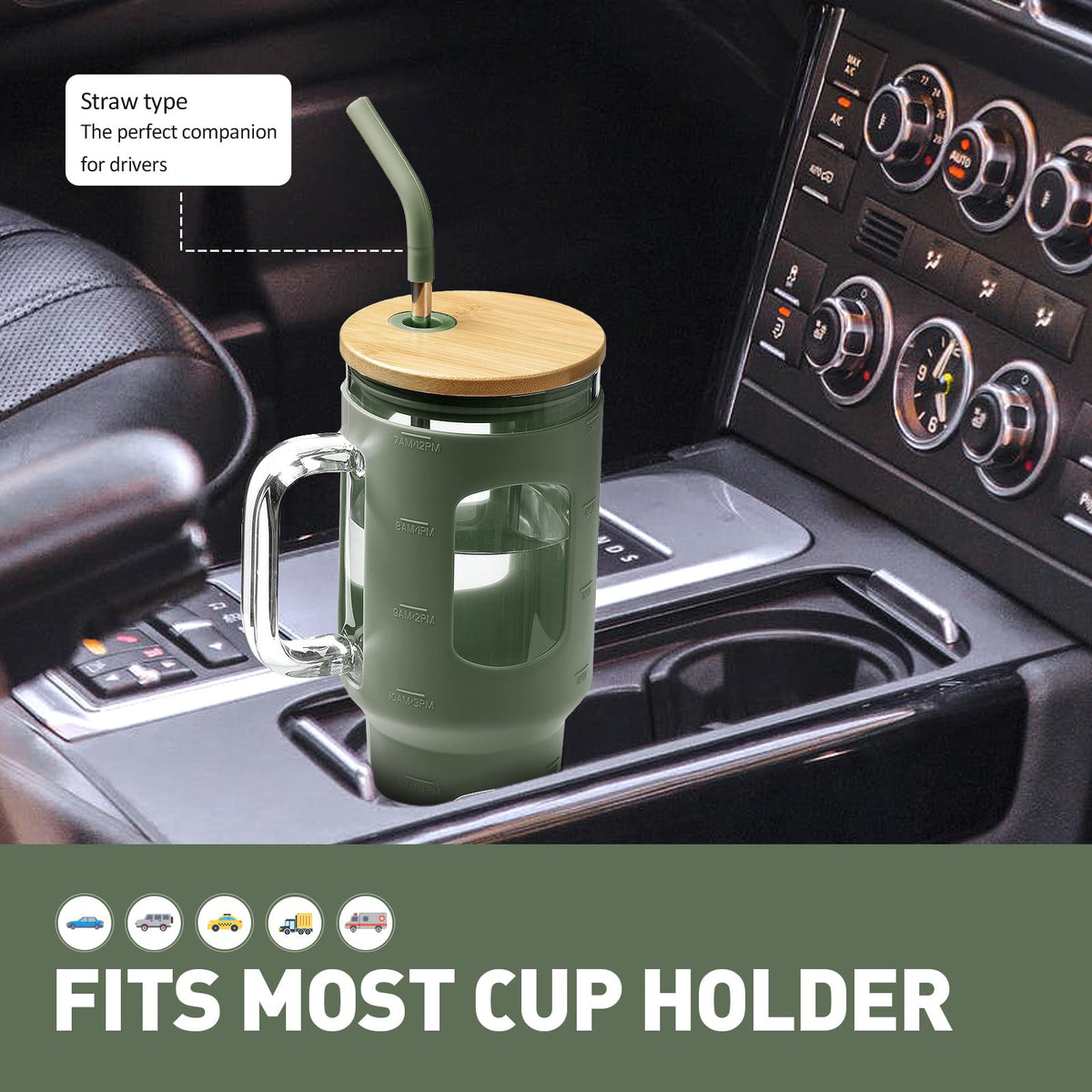 Glass Tumbler with Straw and Lid