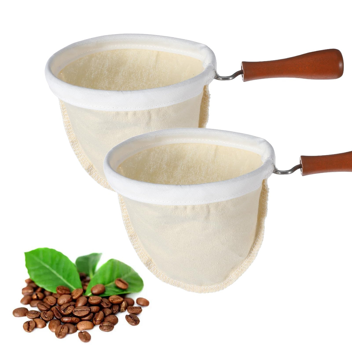 Flannel Cloth Coffee Filter with Wooden Handle