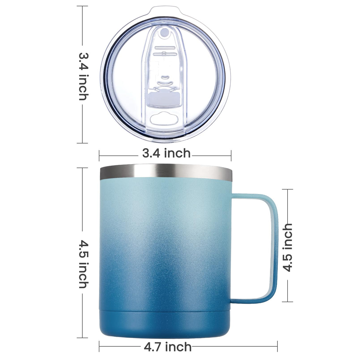 12oz Coffee Mug With Handle 2 Pack Bulk (2 Count)