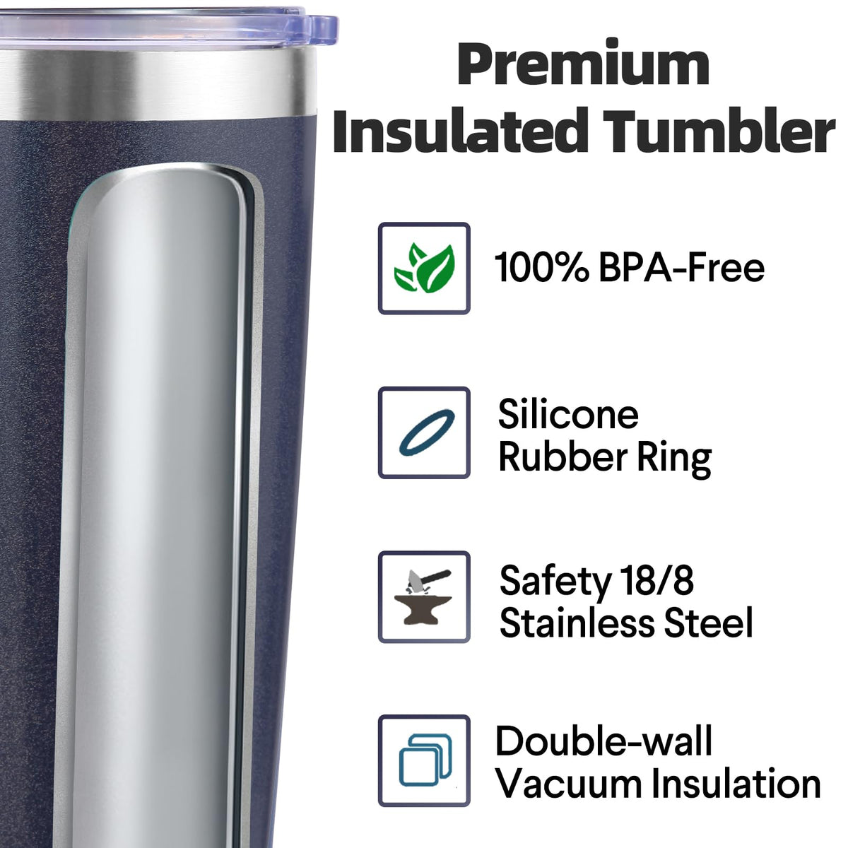 20oz Stainless Steel Tumbler with Lid and Straw Bulk 4 Pack (4 Count)