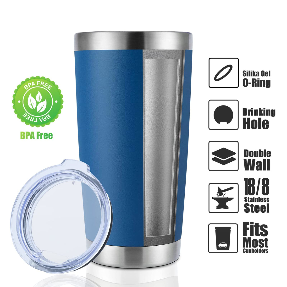 20oz Stainless Steel Tumbler Bulk with Lid (4 Count)