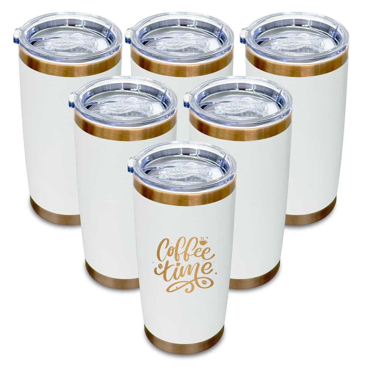 20 oz Insulated Tumblers Bulk With Lid and Straw White (6 Count)