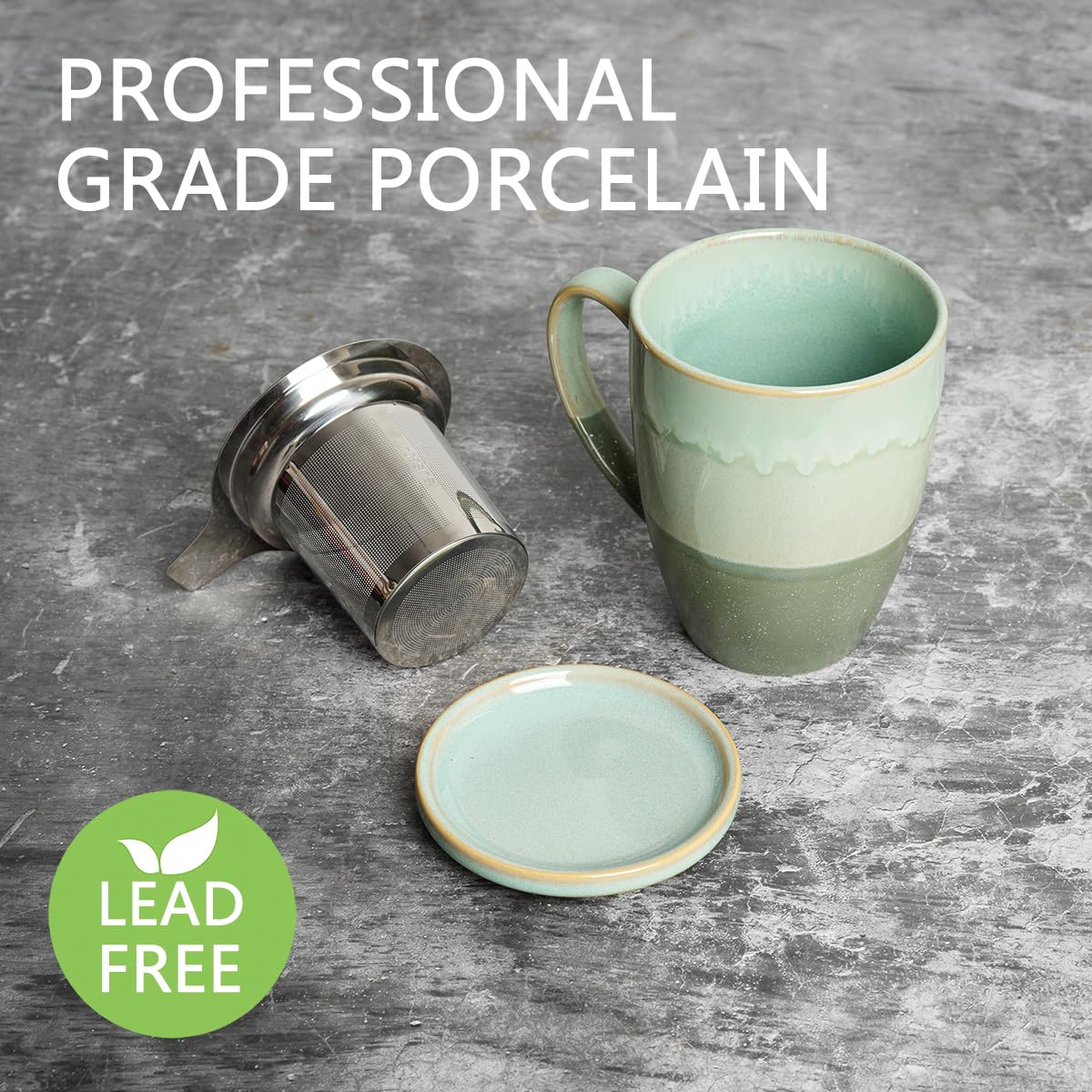 Ceramic Tea Cup with Infuser and Lid