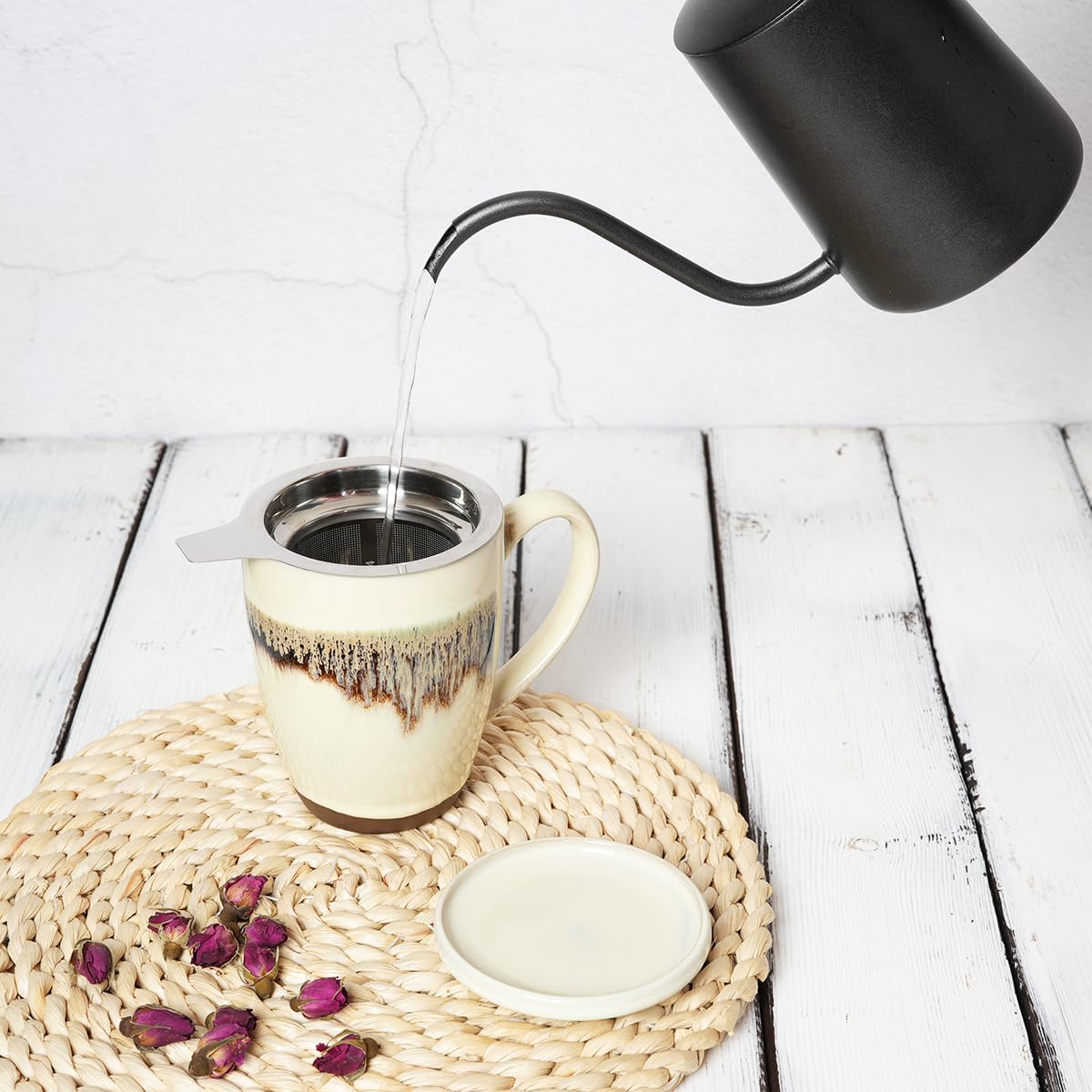 Ceramic Tea Cup with Infuser and Lid