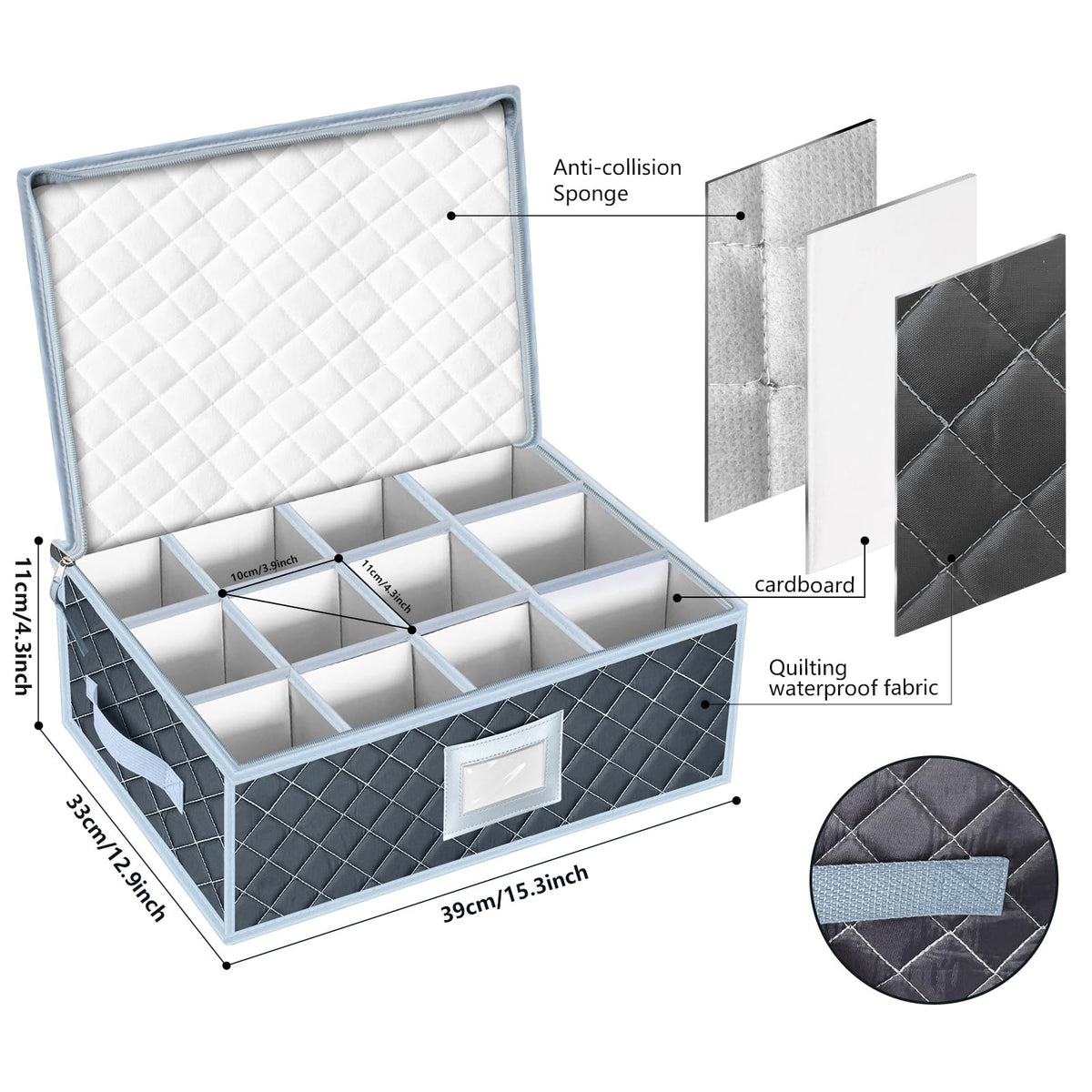 Wine Glass and Mug Storage Box with Dividers (2 Count)
