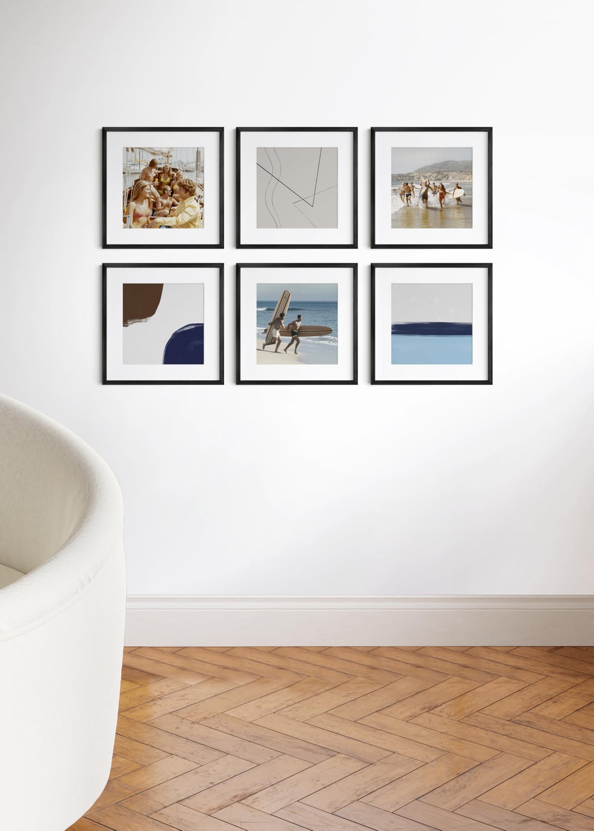 16x16 Black Metal Picture Frames Matted to 12x12 (6 Count)