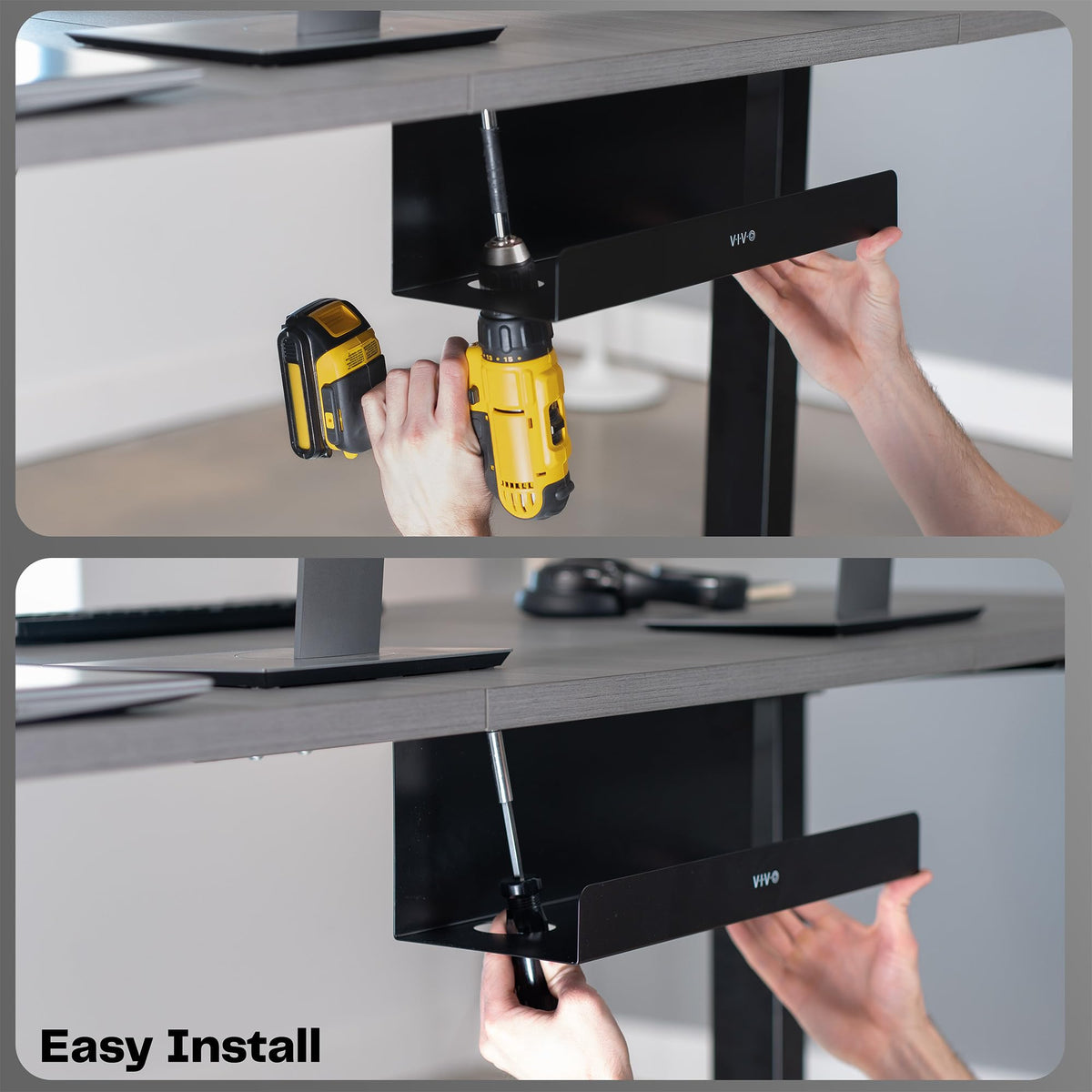 Black 17 inch Extra Deep Cable Management Tray
