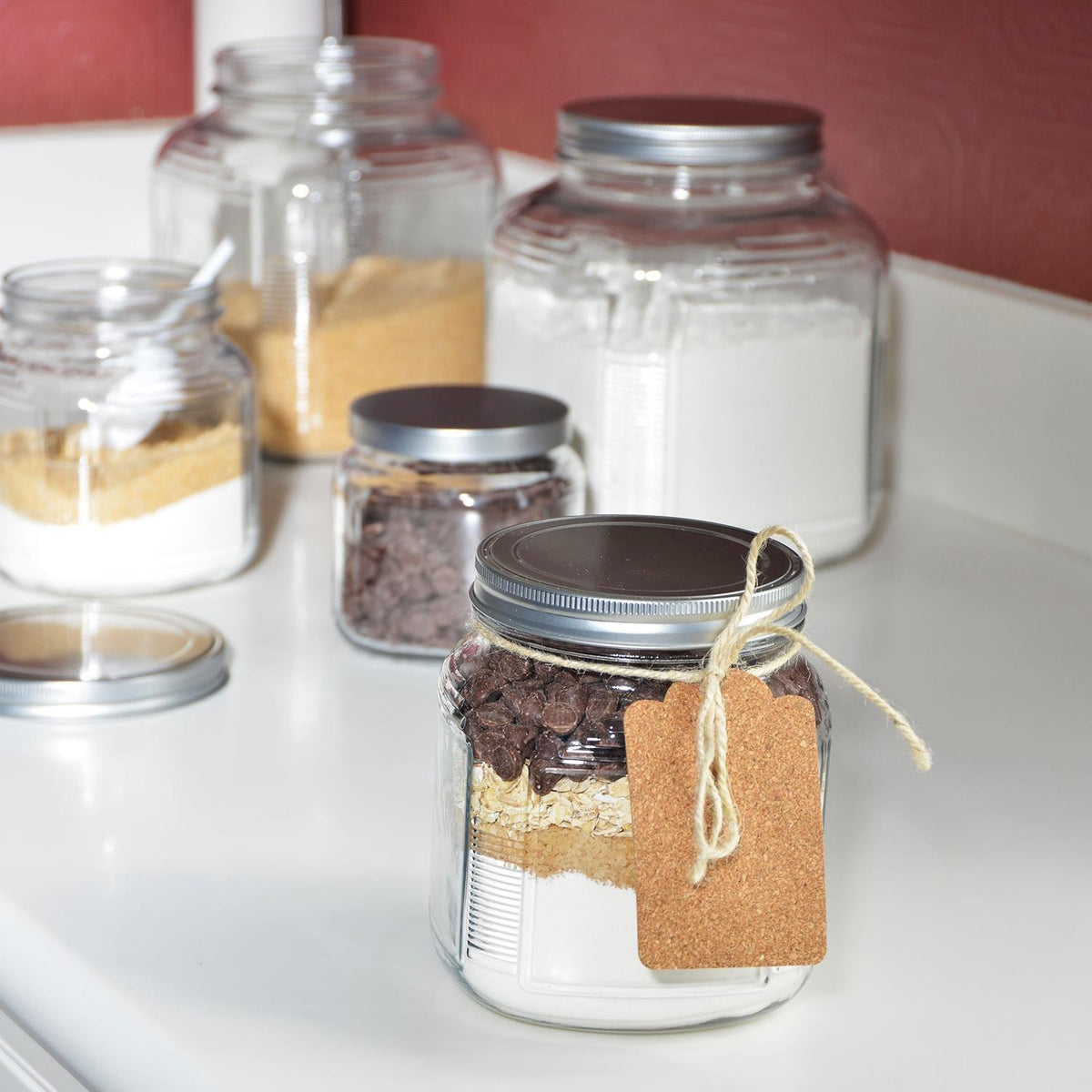 2 Quart Cracker Jar with Brushed Aluminum Lid (4 Count)