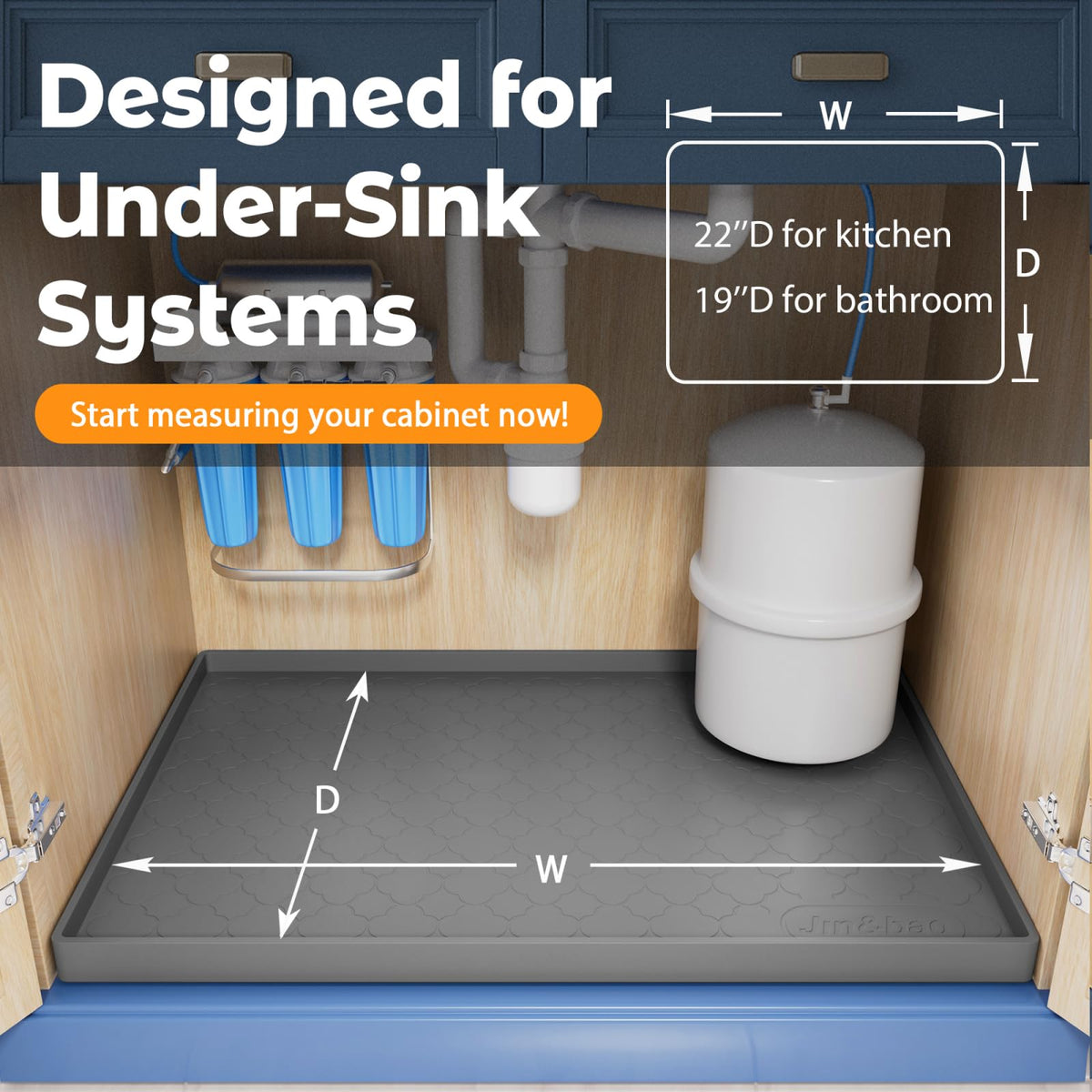 Under Sink Mat 31" x 22" Waterproof Silicone Cabinet Kitchen Liner