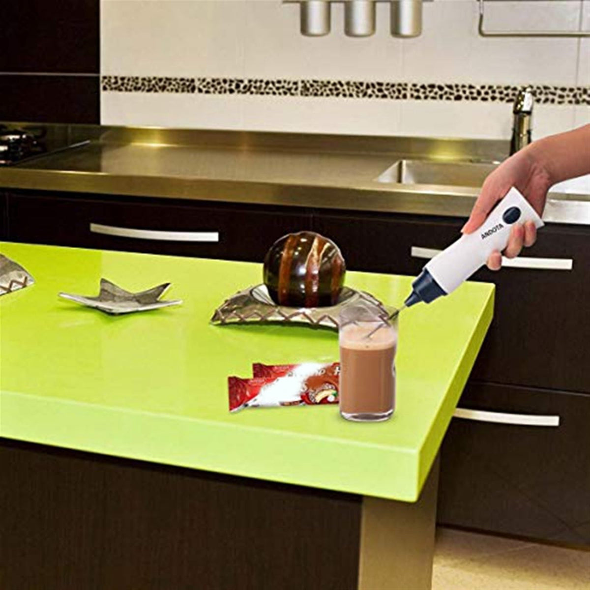 AD Handheld Electric Coffee Mixer Frother Automatic Milk Beverage Foamer Cream Cooking Stirrer Egg Beater With Cover