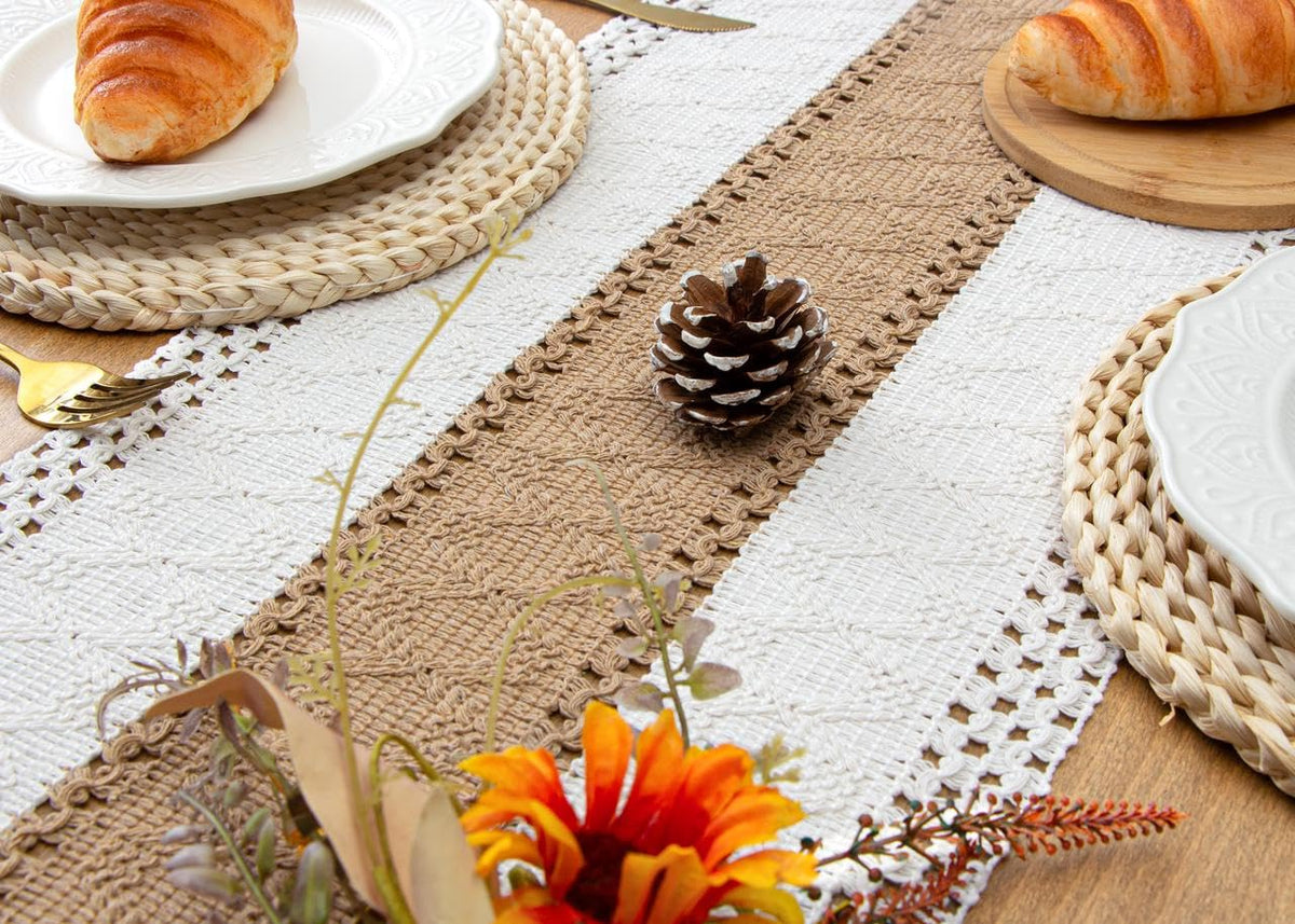 Boho Table Runner for Fall Home Decor 12x72 Farmhouse Woven Runner (6 Foot)