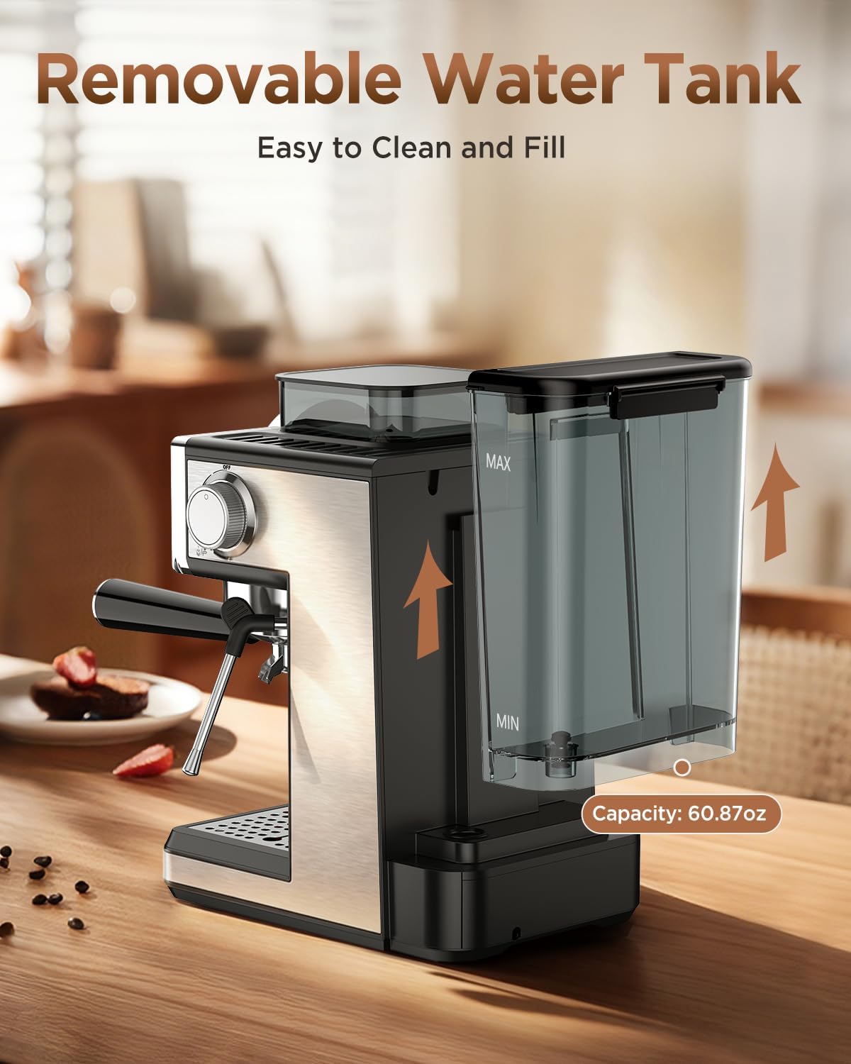 Espresso Coffee Machine with Grinder and Frother