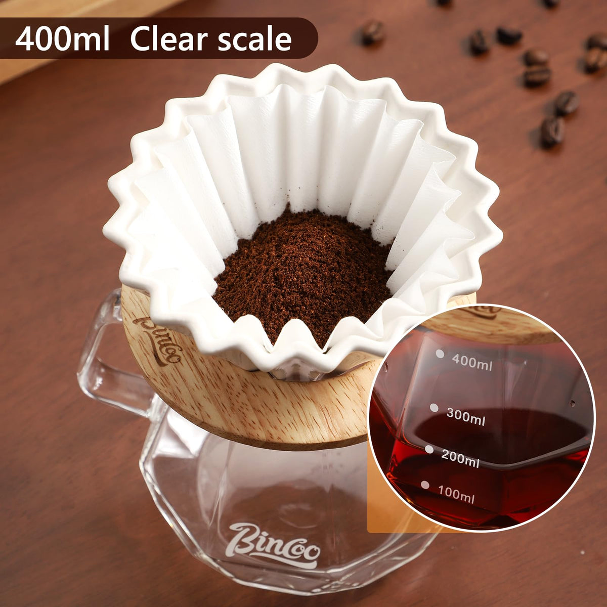 400ML Pour Over Coffee Maker Set with Filter Paper
