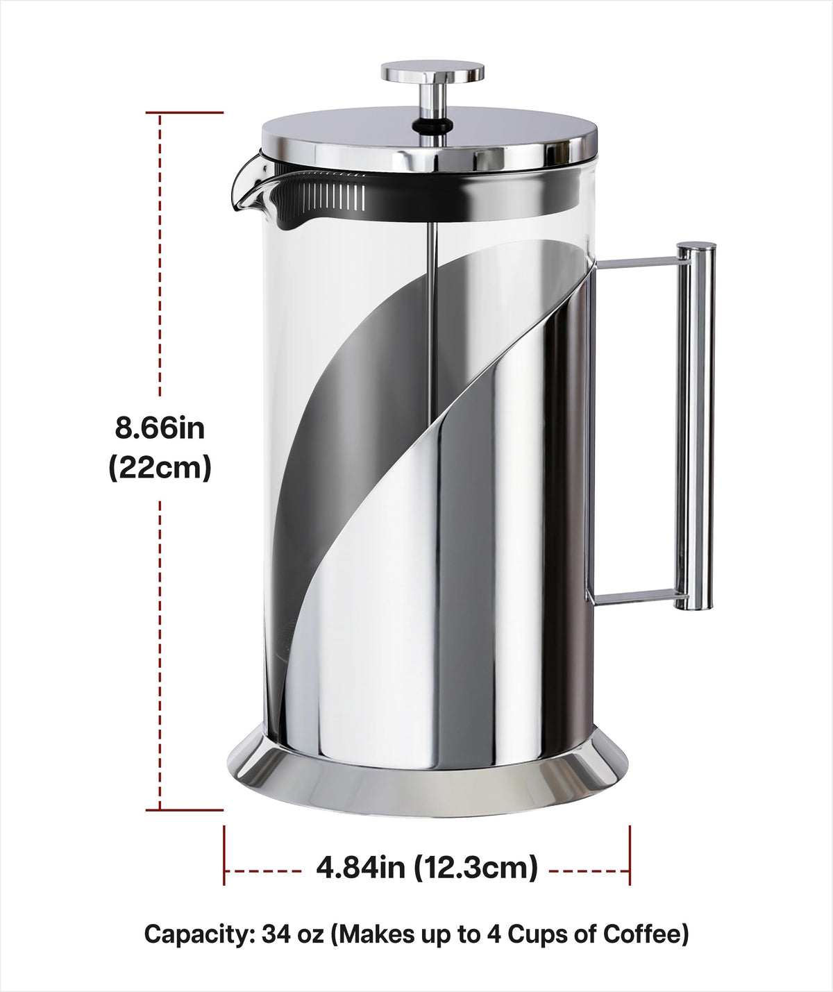 Stainless Steel French Press Coffee Maker 34 oz (2 Count)