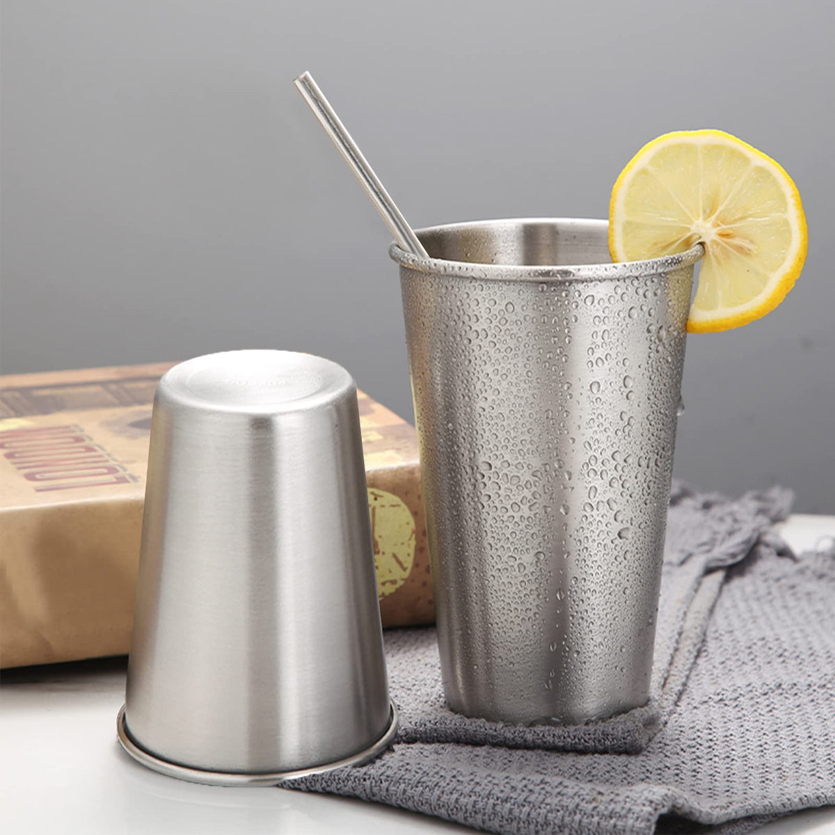 16 Pack 16oz Stainless Steel Pint Cup (16 Count)