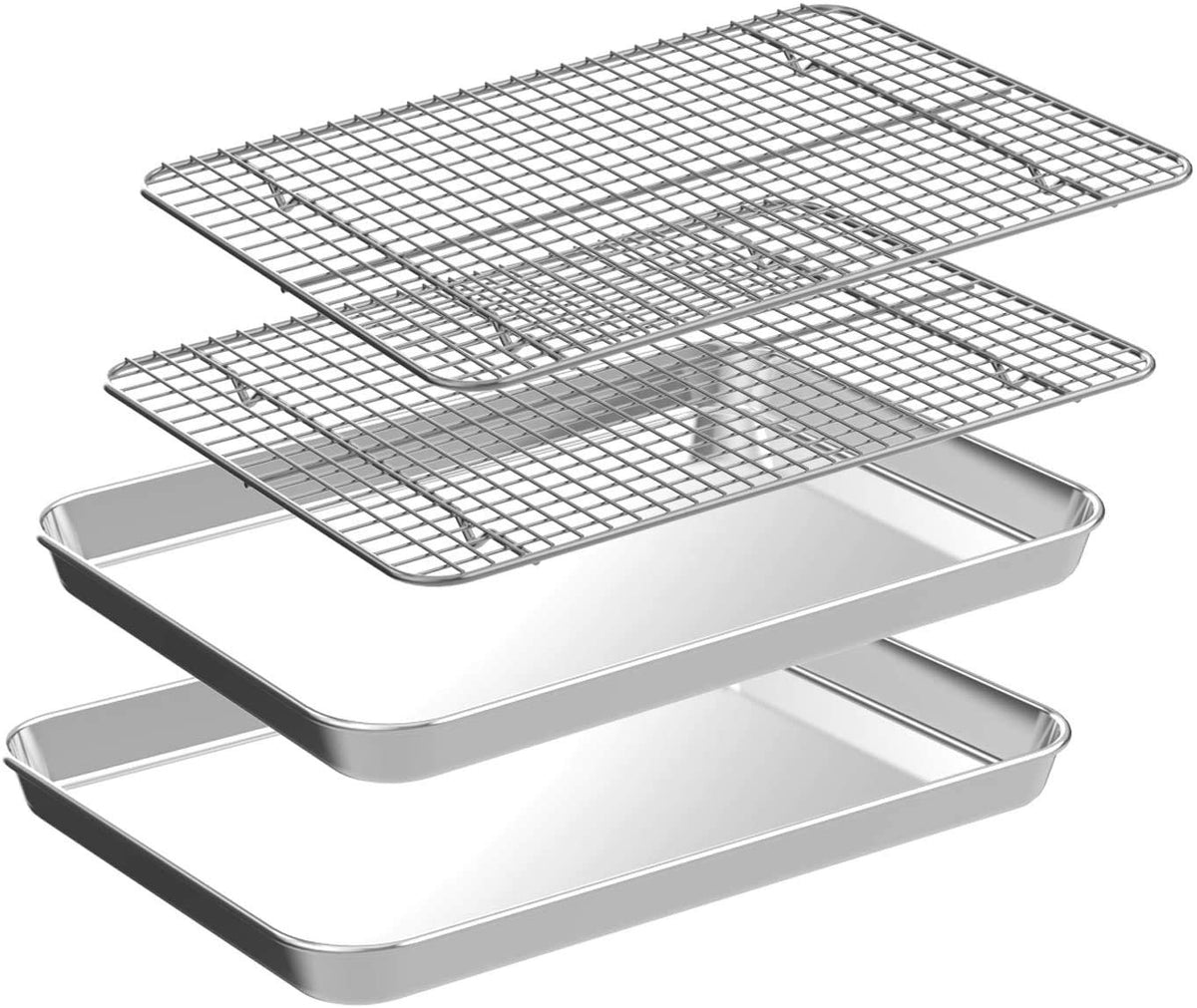 Jelly Roll Pan with Cooling Rack Set [2 Baking Pans + 2 Baking Racks]