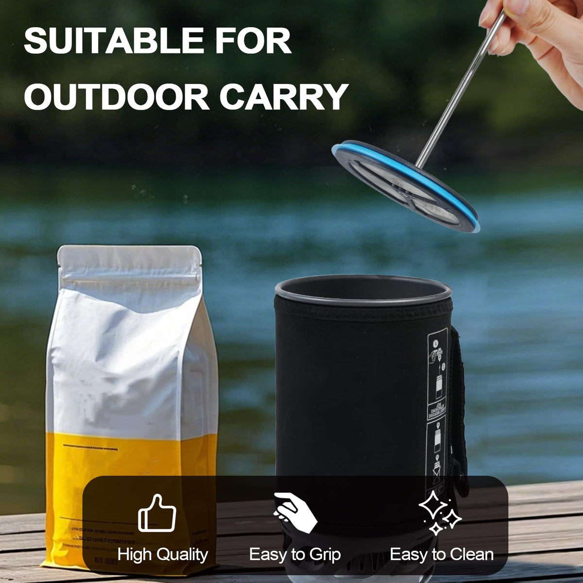 2 Pack Silicone French Press Coffee Makers compatible with Jetboil Flash Camping Stoves (2 Count)