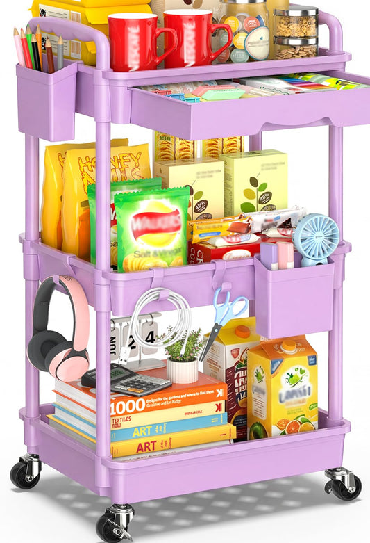 3 Tier Rolling Cart with Drawer