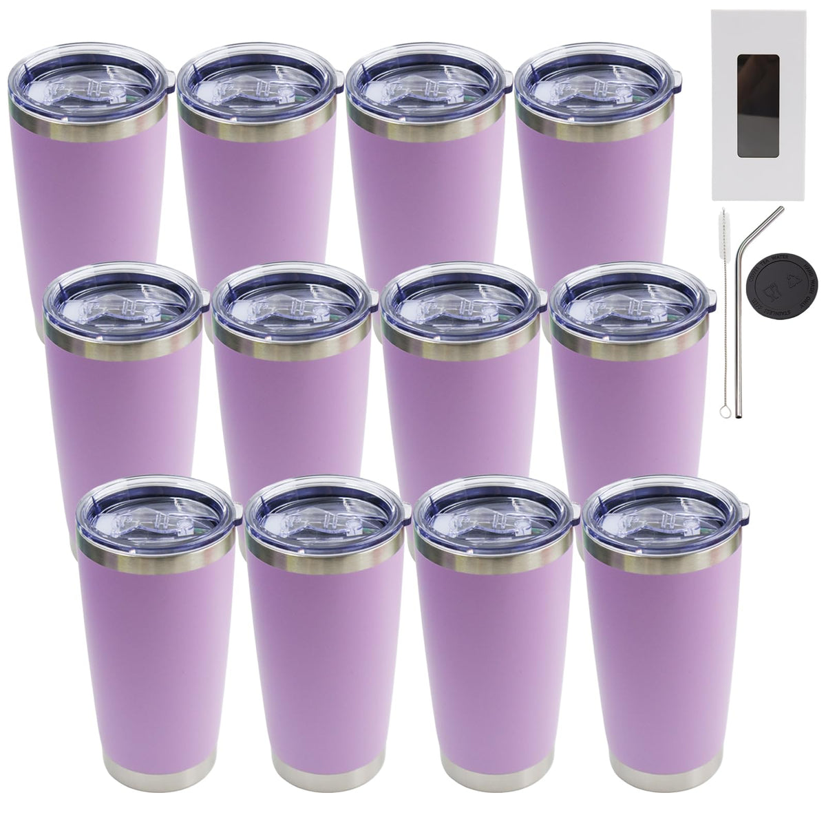 20oz Tumbler with Lid and Straw Stainless Steel Tumbler Cup Bulk Vacuum Insulated Double Wall Travel Coffee Mug Powder Coated Coffee Cup