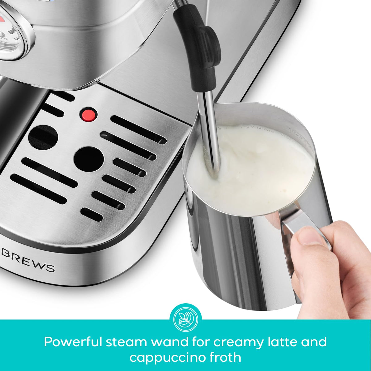 CM5418 Compact Espresso Machine with Milk Frothing Steam Wand