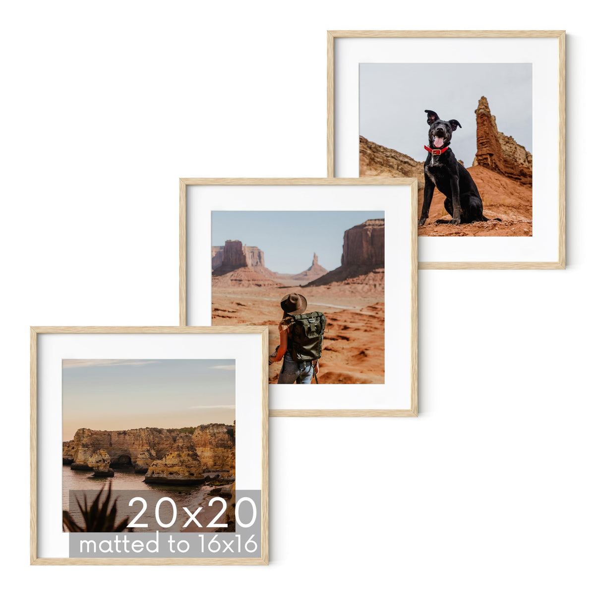 Beige Oak Wood 20x20 Picture Frames (3 Count)
