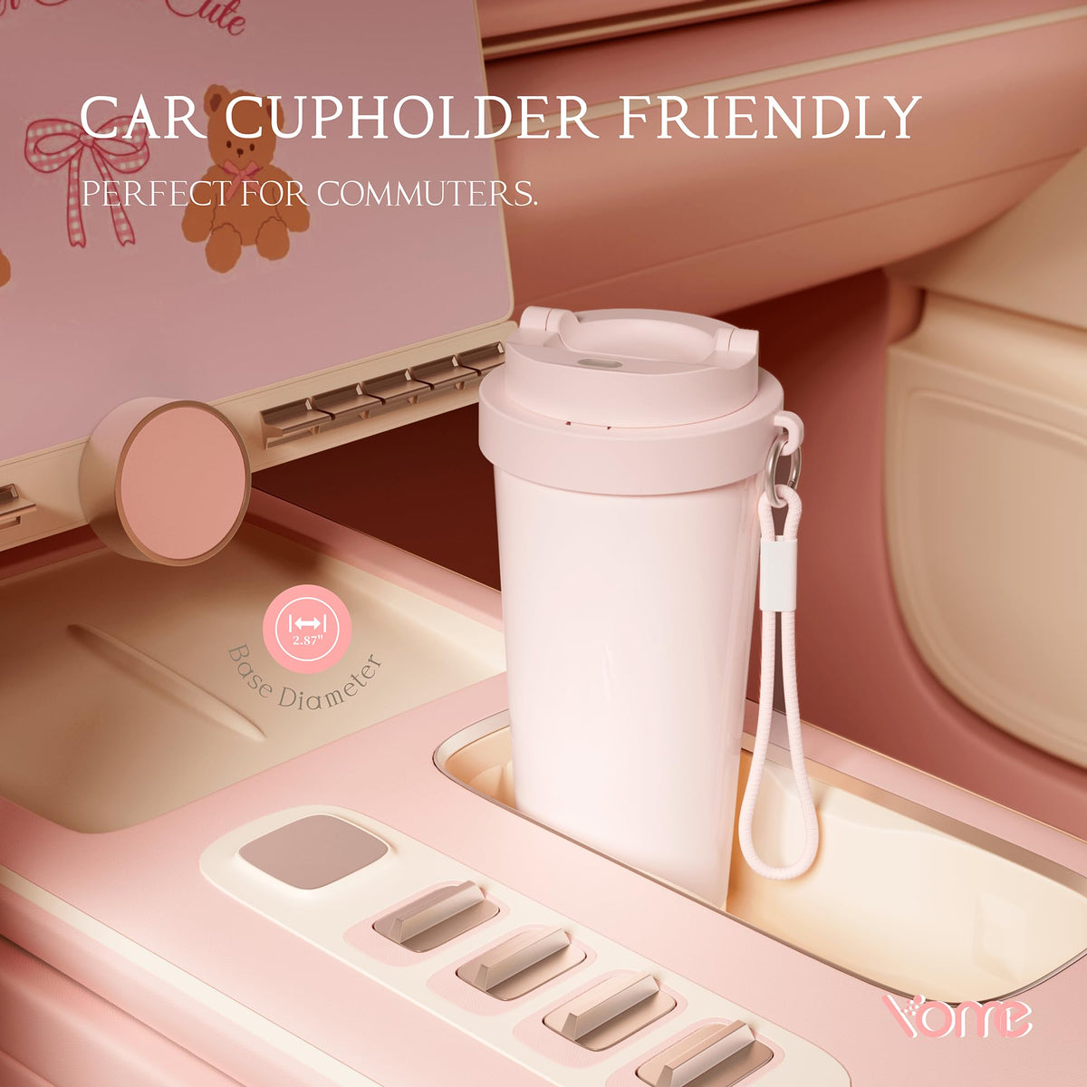 17oz Light Pink Ceramic Lined Insulated Travel Coffee Mug with Infuser for Women