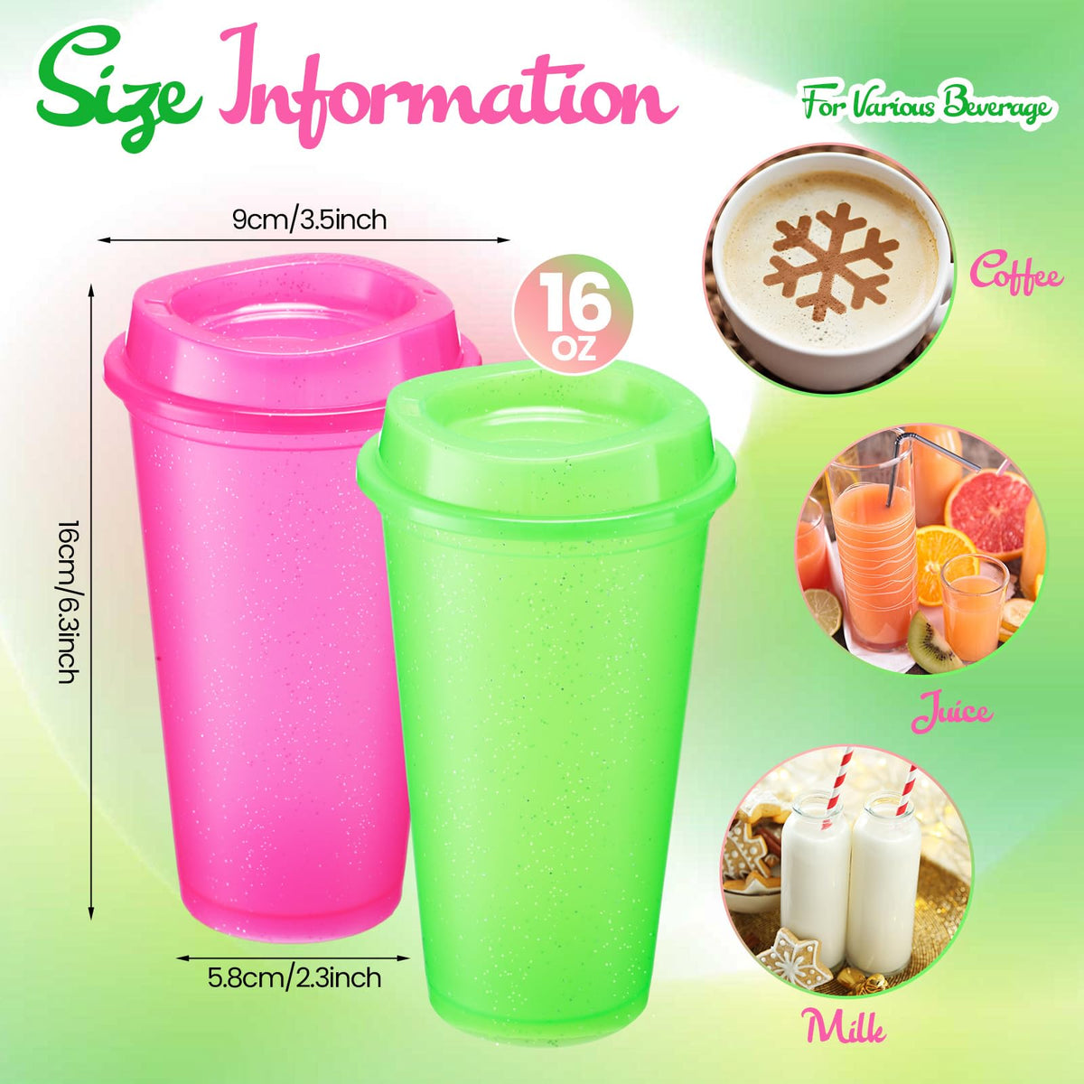 45 Pack 16 oz Reusable Coffee Cups with Lids Water Bottle Iced Coffee Travel Mug Reusable Portable Plastic Tea Tumblers Bulk for Hot and Cold Drinks Birthdays Party (45 Count)