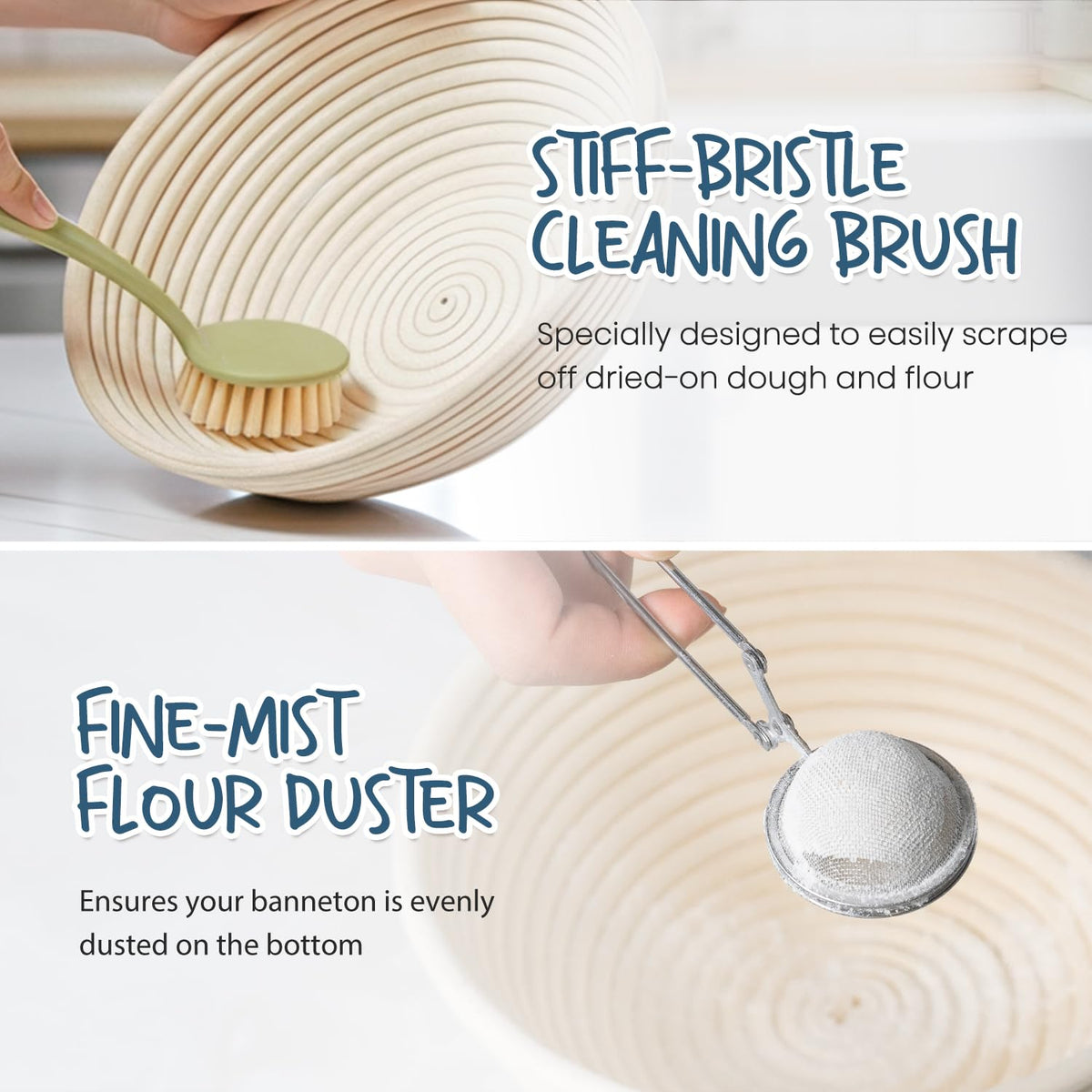 Sourdough Starter Kit with Banneton Bread Proofing Baskets and Jar