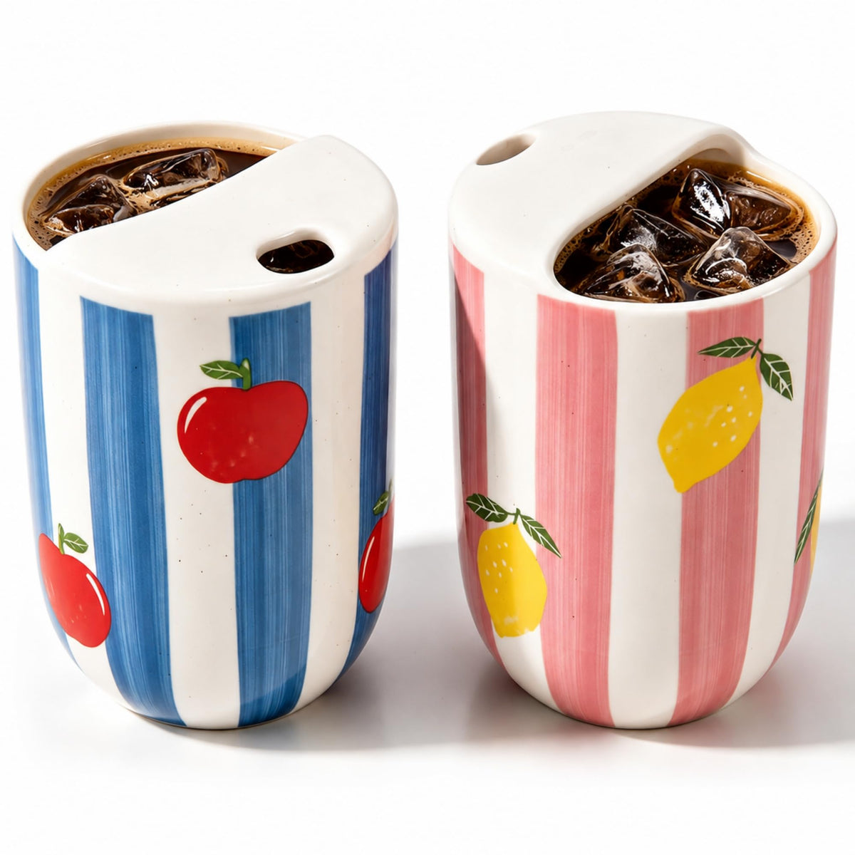 2 Pack 16 oz Ceramic Coffee Mugs with Sip Hole (2 Count)