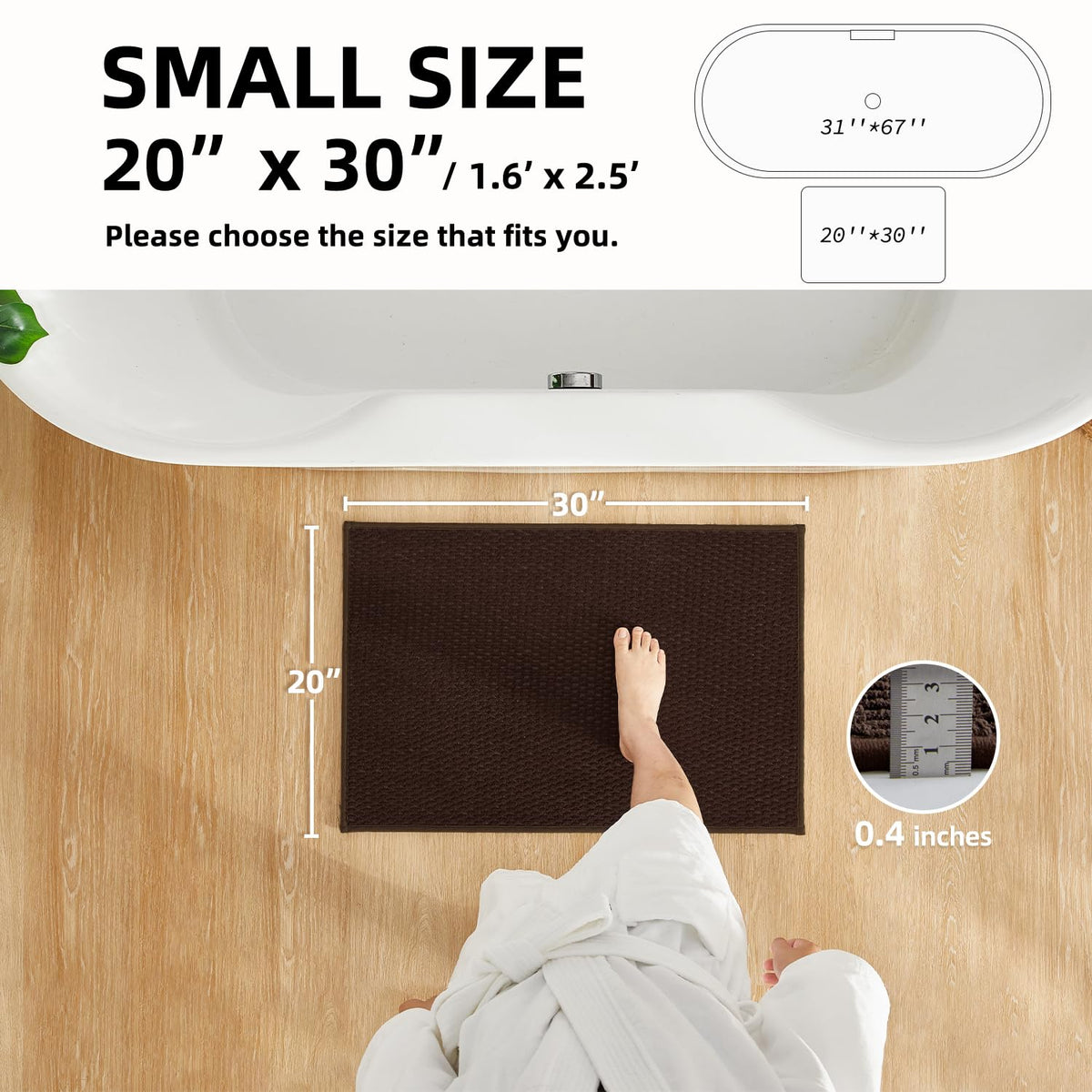 Bathroom Rugs Non Slip Washable (600 sq in)
